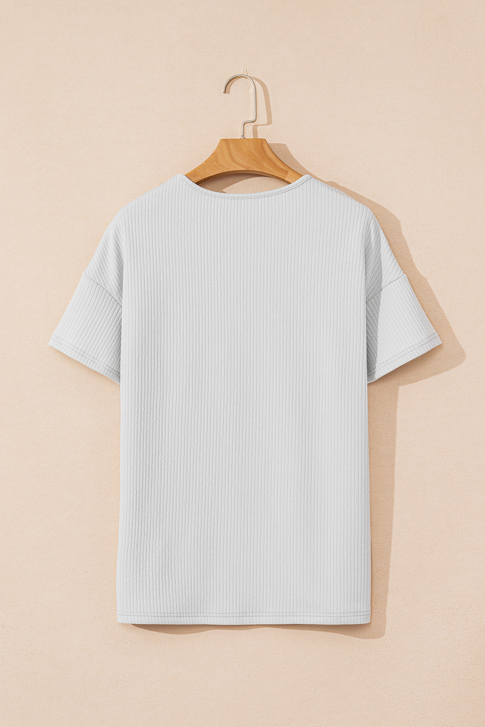 Light Grey Textured Loose T Shirt-Tops/Tops & Tees-[Adult]-[Female]-2022 Online Blue Zone Planet