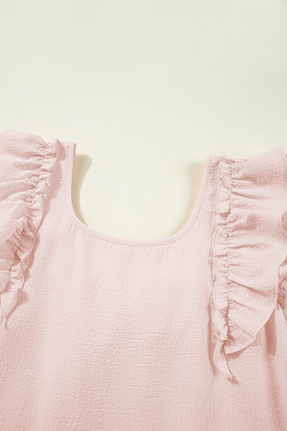 Light Pink Textured Flutter Sleeve Square Neck Bow Back Mini Dress-TOPS / DRESSES-[Adult]-[Female]-2022 Online Blue Zone Planet