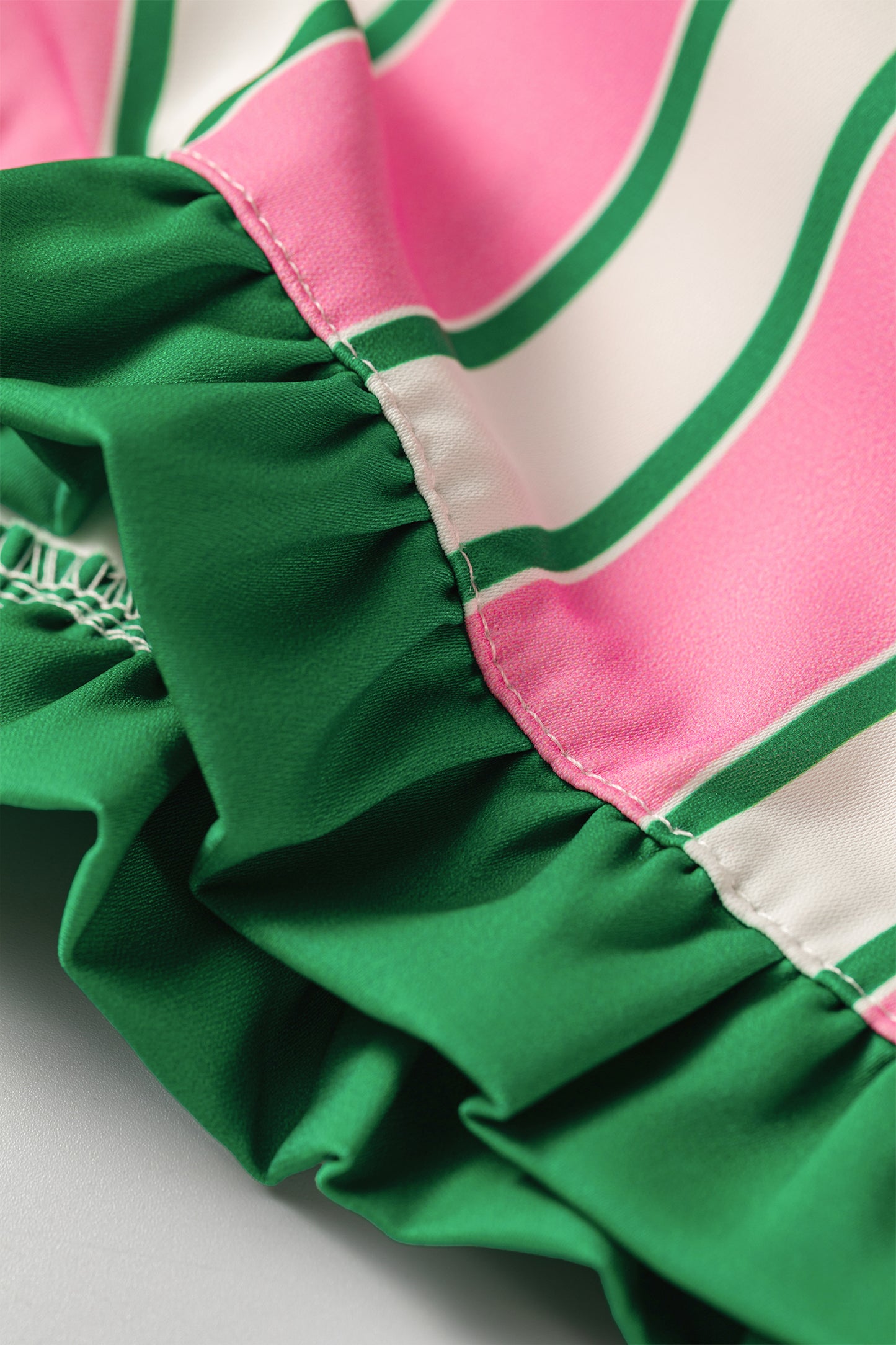 Pink Stripe Contrast Ruffle Trim Shorts-Bottoms/Casual Shorts-[Adult]-[Female]-2022 Online Blue Zone Planet