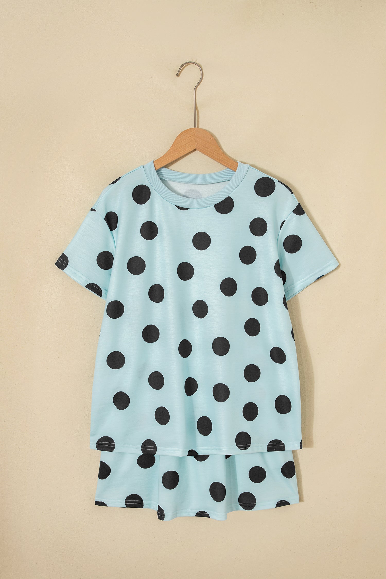 White Polka Dot Short Sleeve Top Casual Skort 2pcs Outfit-Two Piece Sets/Two Piece Dresses-[Adult]-[Female]-2022 Online Blue Zone Planet
