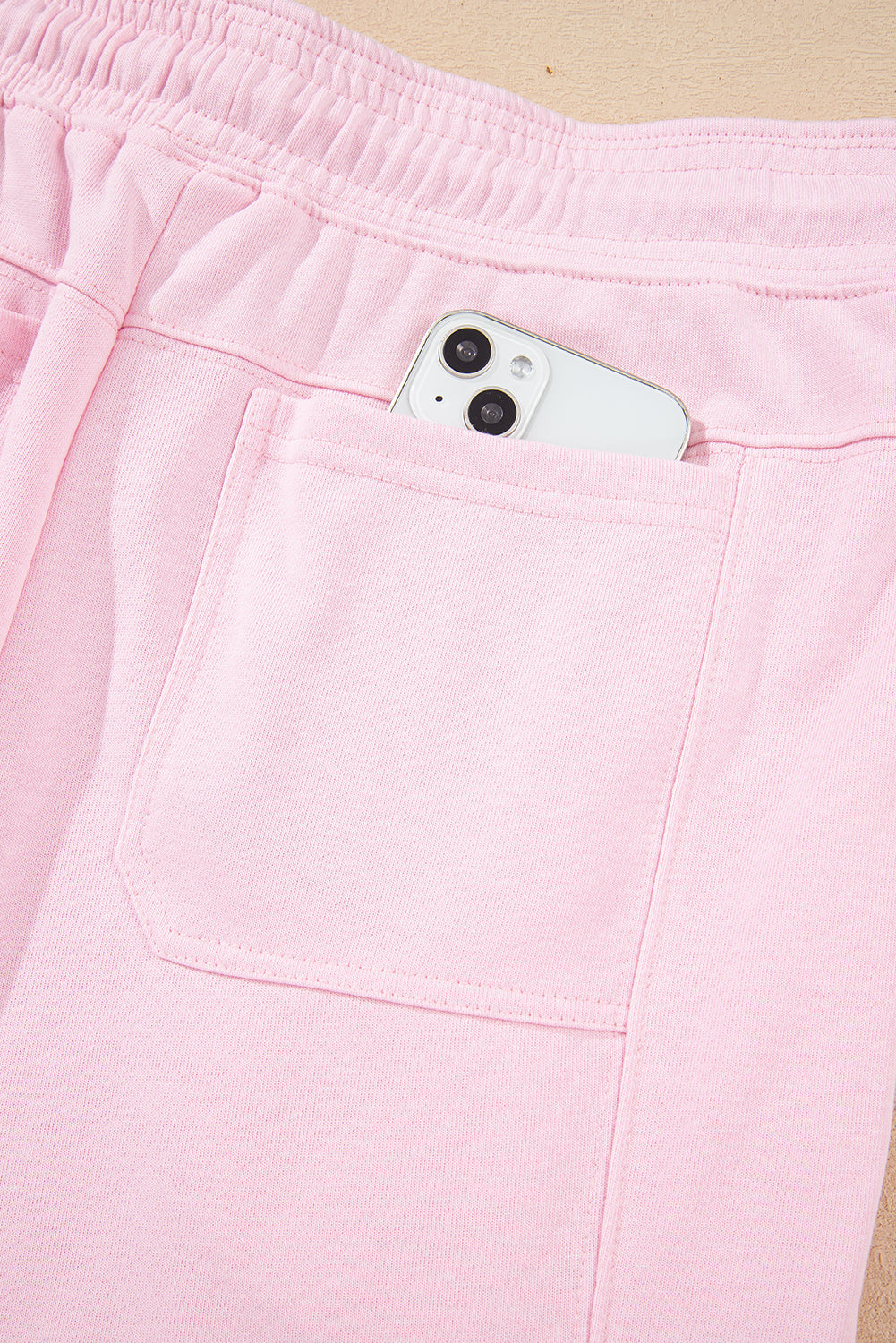 Light Pink Drawstring Waist Patchwork Solid Color Jogger Pants-Bottoms/Pants & Culotte-[Adult]-[Female]-2022 Online Blue Zone Planet