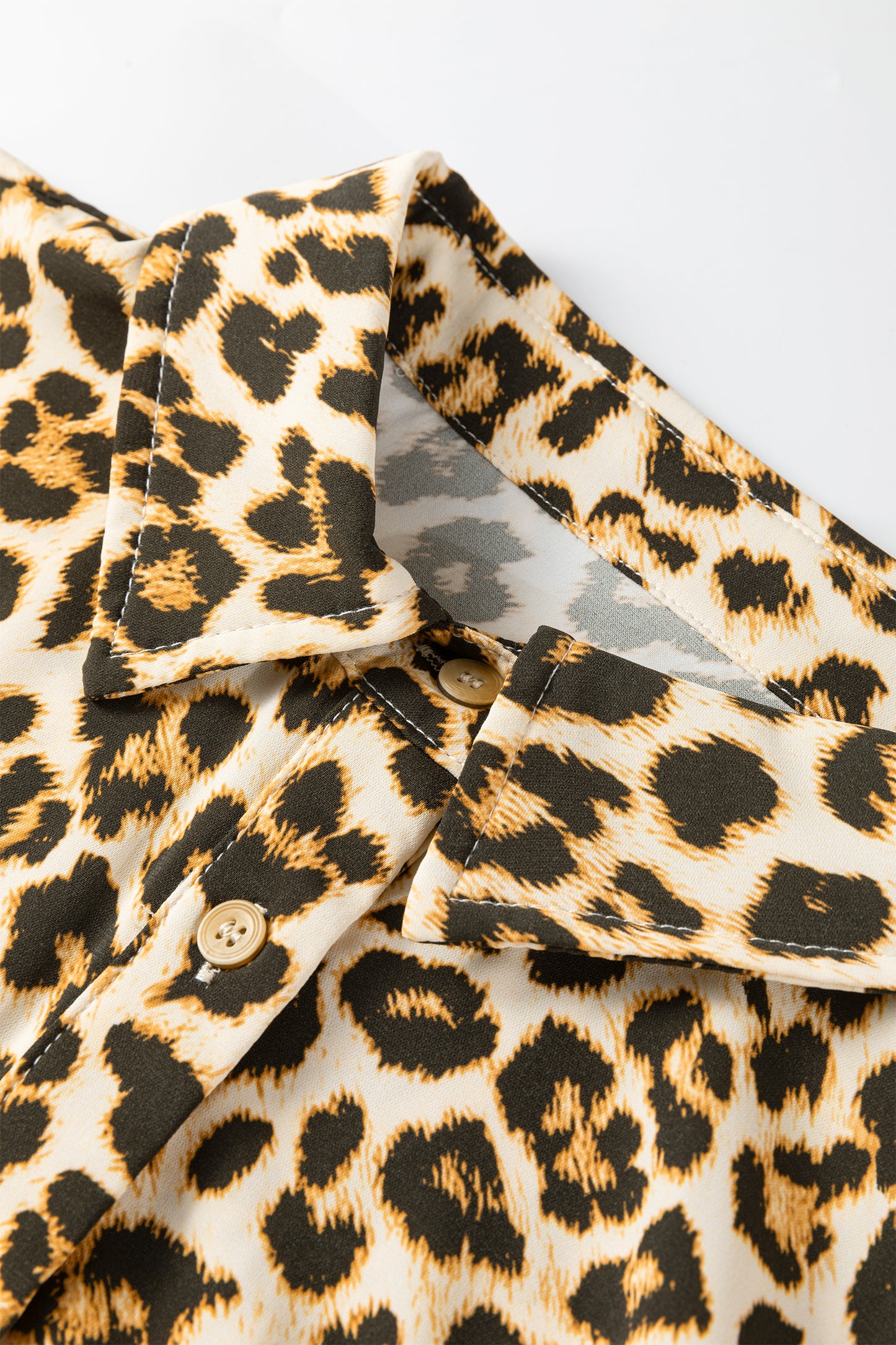 Khaki Contrast Edge Leopard Shirt-Tops/Blouses & Shirts-[Adult]-[Female]-2022 Online Blue Zone Planet