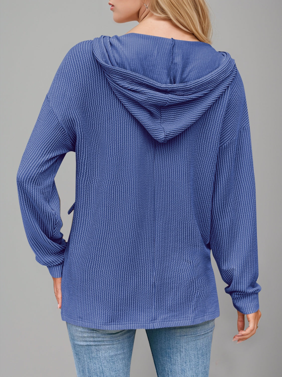 Double Take Drawstring Dropped Shoulder Long Sleeve Hoodie-TOPS / DRESSES-[Adult]-[Female]-2022 Online Blue Zone Planet