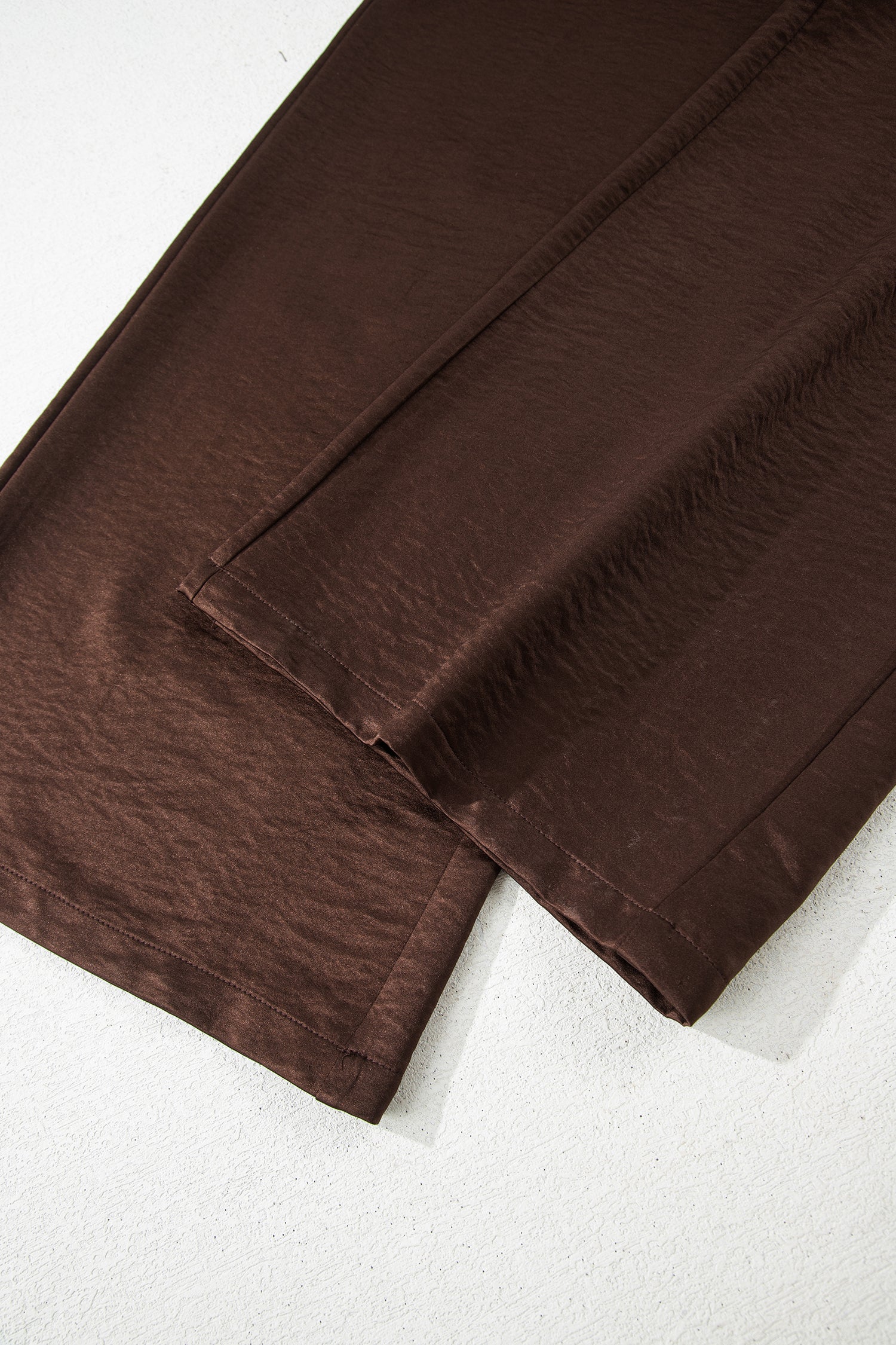 Dark Brown Braided V Neck Long Sleeve Loose Top and Drawstring High Waist Pants 2pcs Outfit-Two Piece Sets/Pant Sets-[Adult]-[Female]-2022 Online Blue Zone Planet