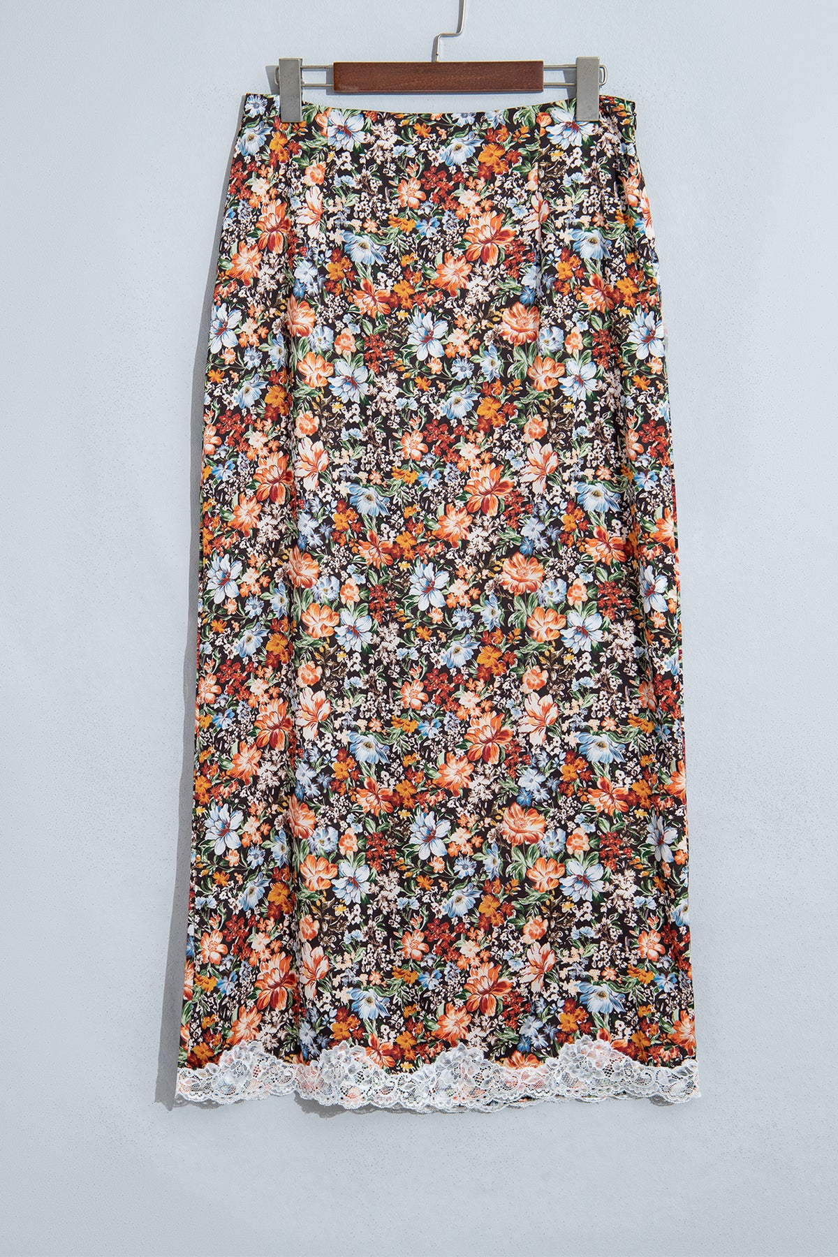 Multicolour Cheetah Print Trim Split Long Western Skirt