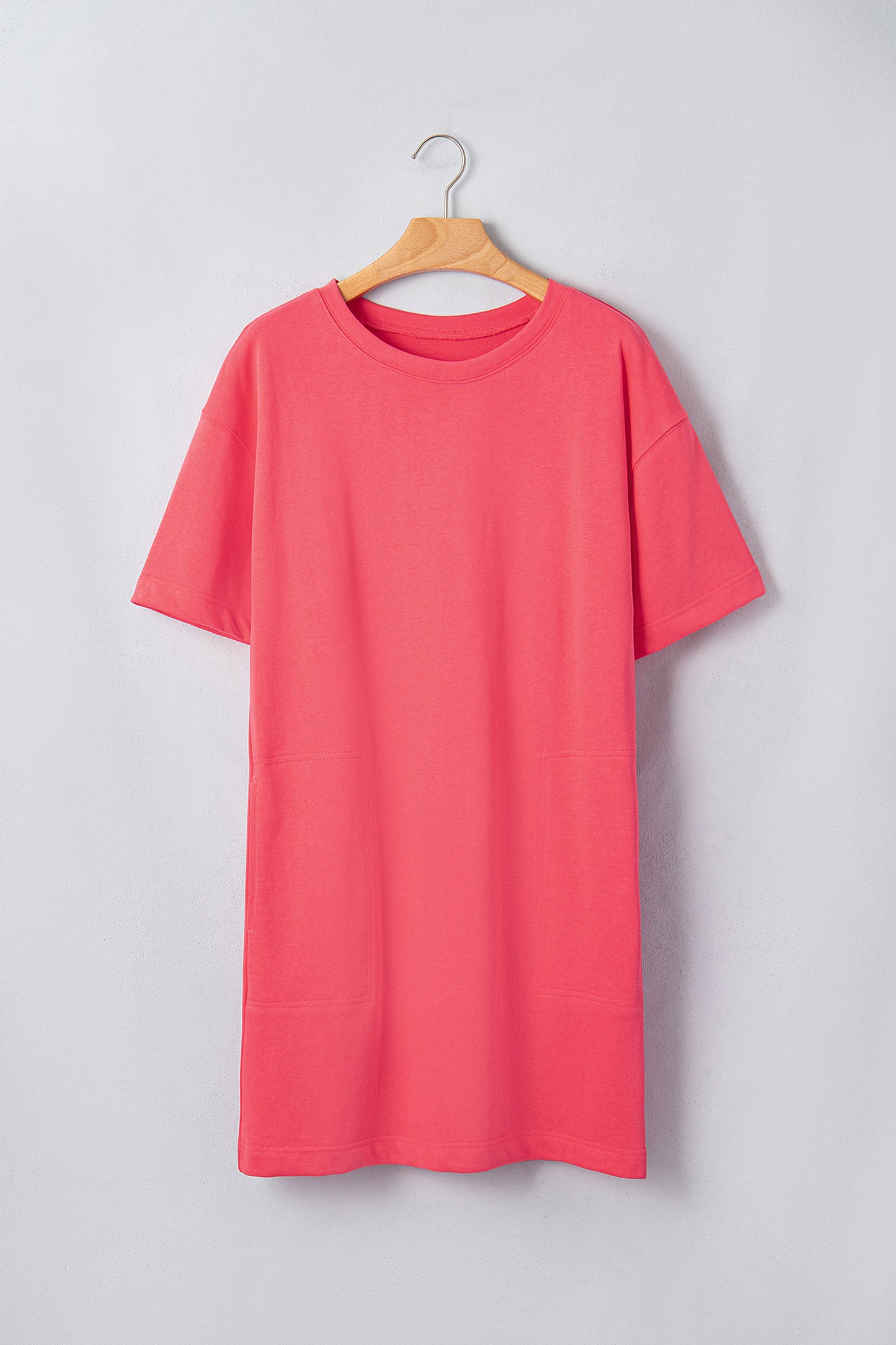 Coral Paradise Drop Shoulder Loose Casual T Shirt Mini Dress-TOPS / DRESSES-[Adult]-[Female]-2022 Online Blue Zone Planet