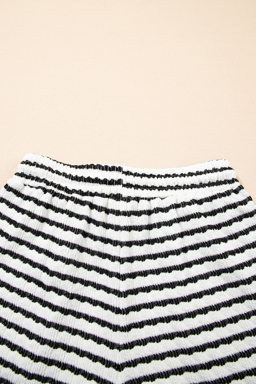 Black Stripe Knitted Short Sleeve Top and Drawstring Shorts Set-Two Piece Sets/Short Sets-[Adult]-[Female]-2022 Online Blue Zone Planet