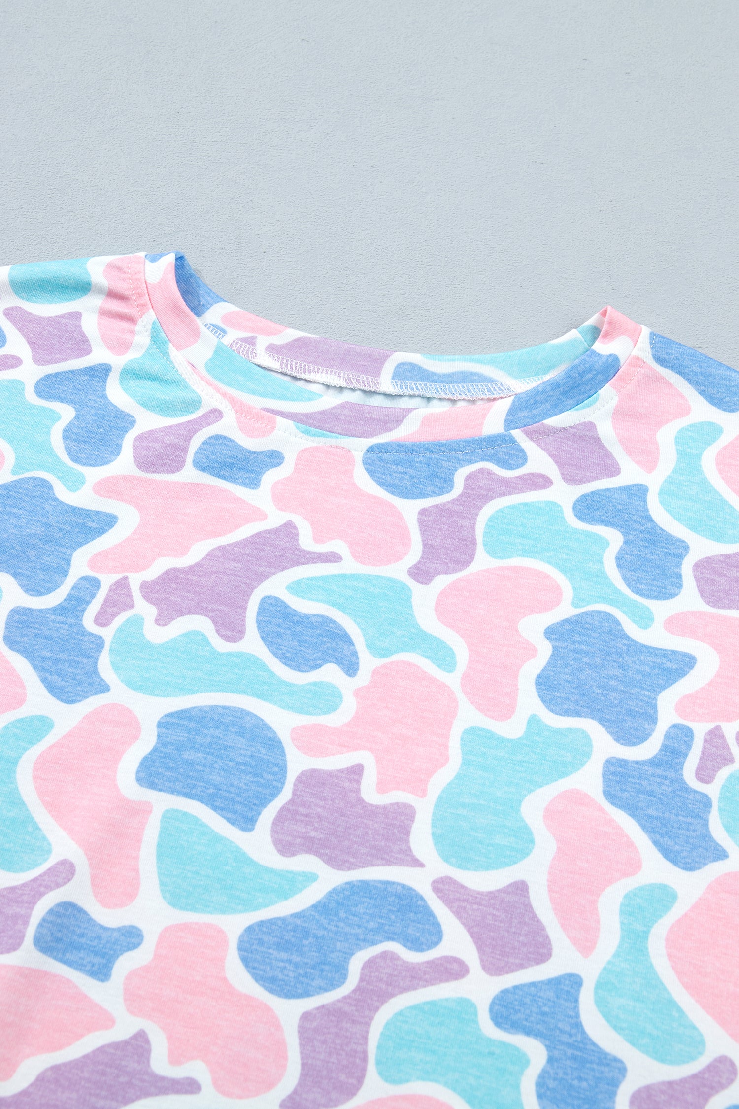 Multicolour Camouflage Print Preppy Fashion Tunic Tee-Tops/Tops & Tees-[Adult]-[Female]-2022 Online Blue Zone Planet