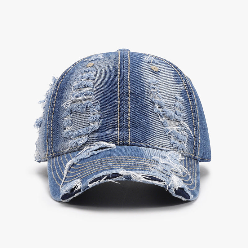 Distressed Adjustable Cotton Baseball Cap-BASEBALL HATS-[Adult]-[Female]-Light-One Size-2022 Online Blue Zone Planet