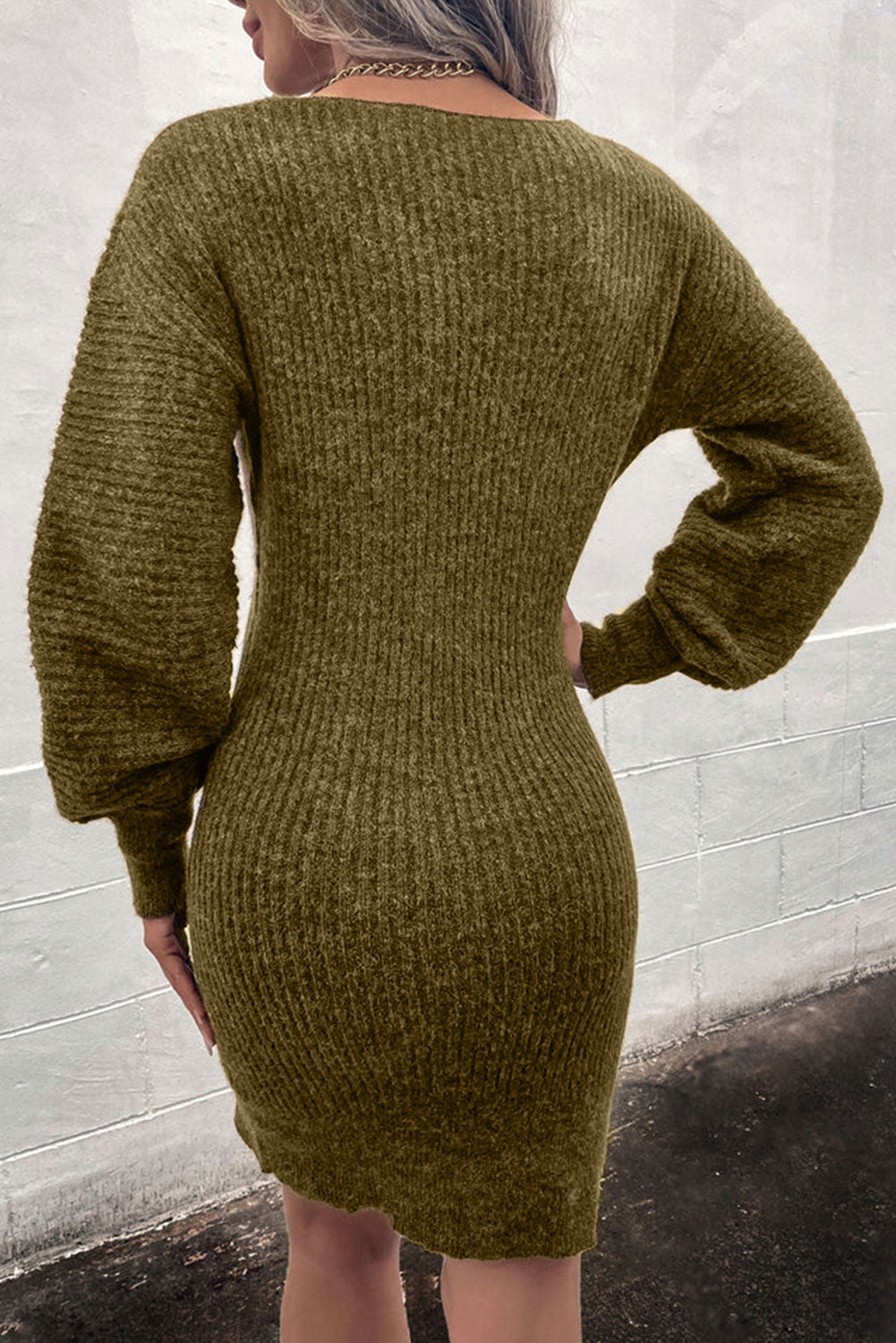 Blue Zone | Pink V Neck Bodycon Sweater Dress - Blue Zone Blue Zone Planet Blue Zone | Pink V Neck Bodycon Sweater Dress - Blue Zone Blue Zone Planet