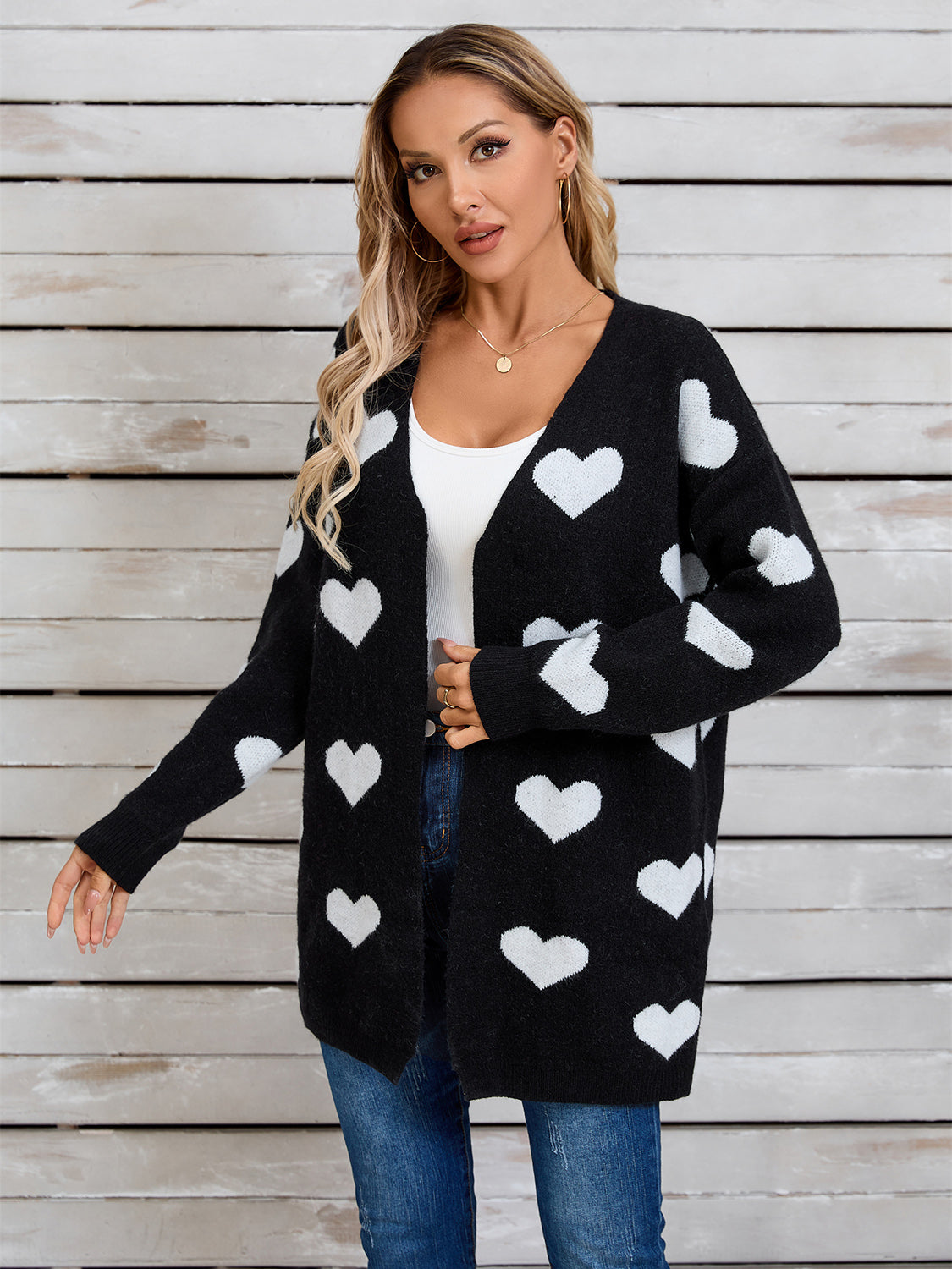 Angel Wings Heart Open Front Long Sleeve Cardigan-TOPS / DRESSES-[Adult]-[Female]-2022 Online Blue Zone Planet