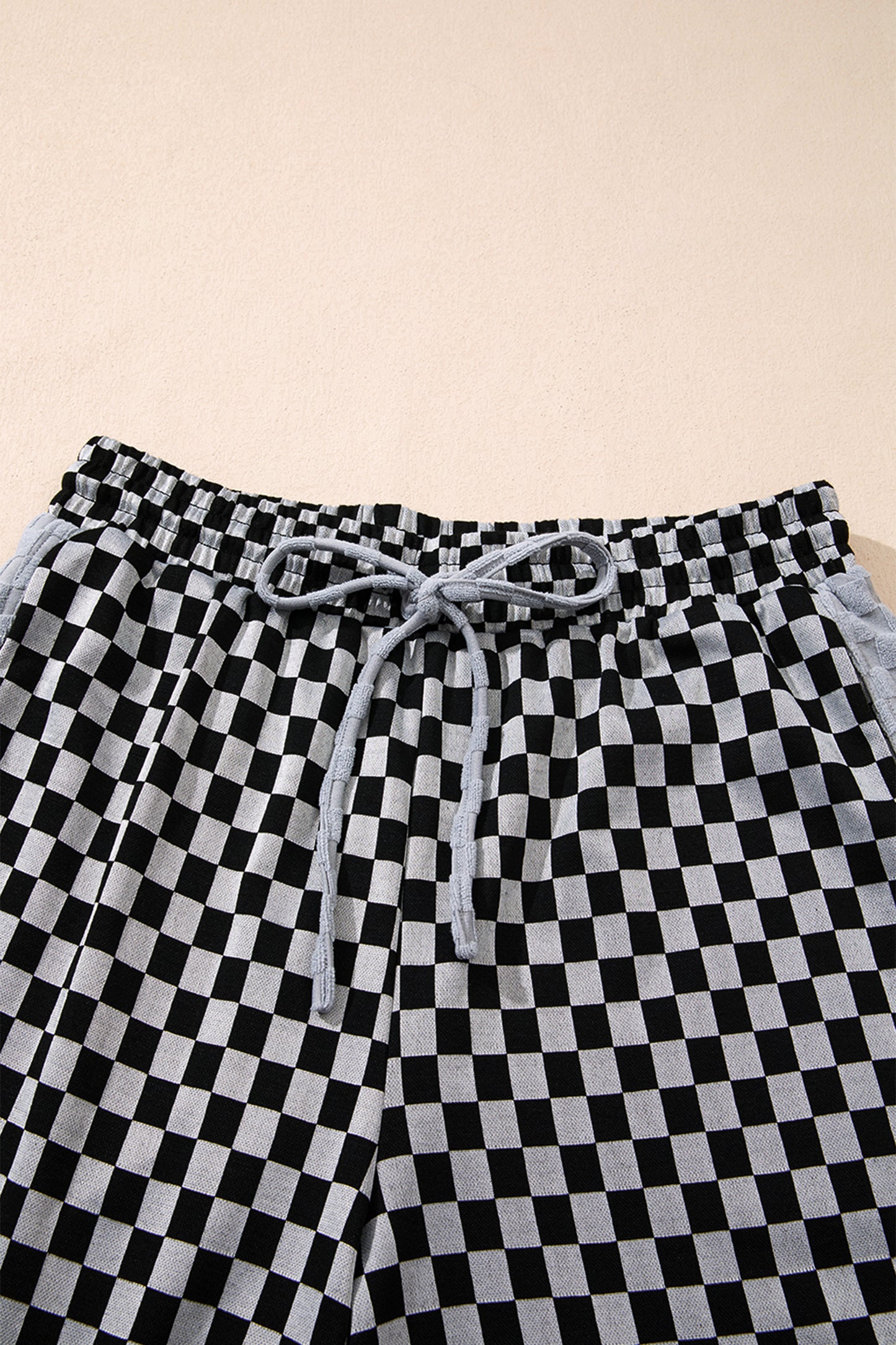 White Checkerboard Drawstring Waist Casual Pants-Bottoms/Pants & Culotte-[Adult]-[Female]-2022 Online Blue Zone Planet