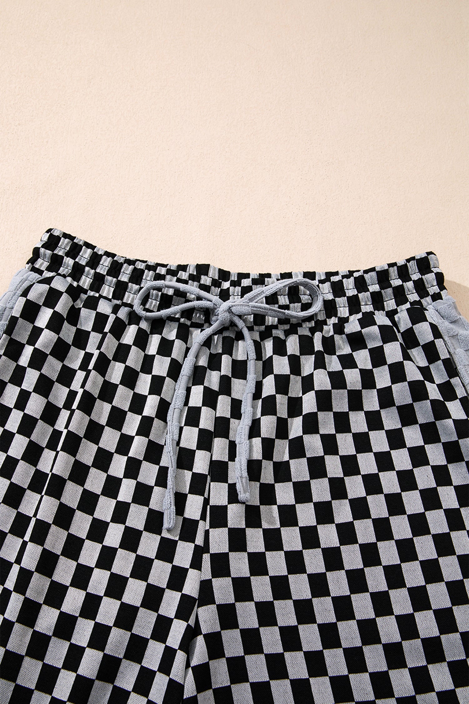 White Checkerboard Drawstring Waist Casual Pants-Bottoms/Pants & Culotte-[Adult]-[Female]-2022 Online Blue Zone Planet