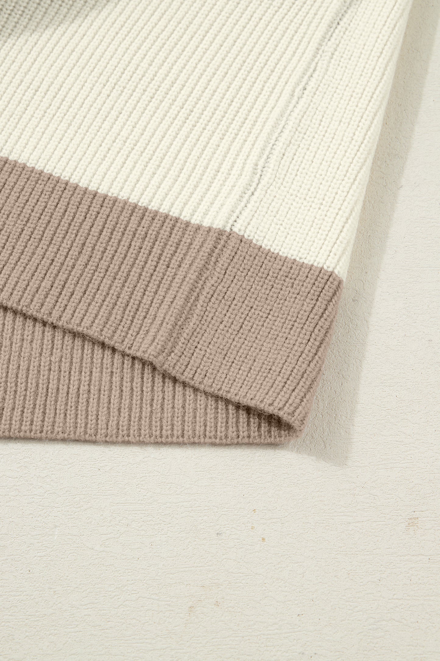 White Color Block Ribbed Knit Button Down Sweater Cardigan-Sweaters & Cardigans/Cardigans-[Adult]-[Female]-2022 Online Blue Zone Planet