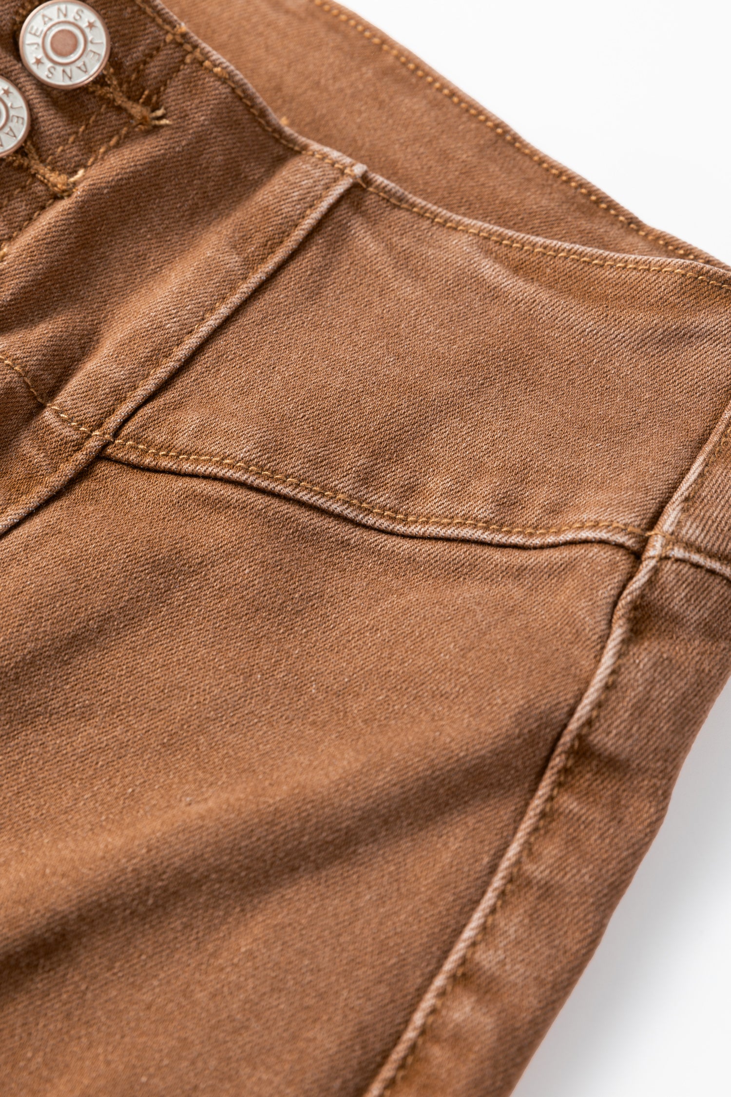 Coffee High Waist Button Fly Seamed Raw Hem Flare Jeans-Bottoms/Jeans-[Adult]-[Female]-2022 Online Blue Zone Planet