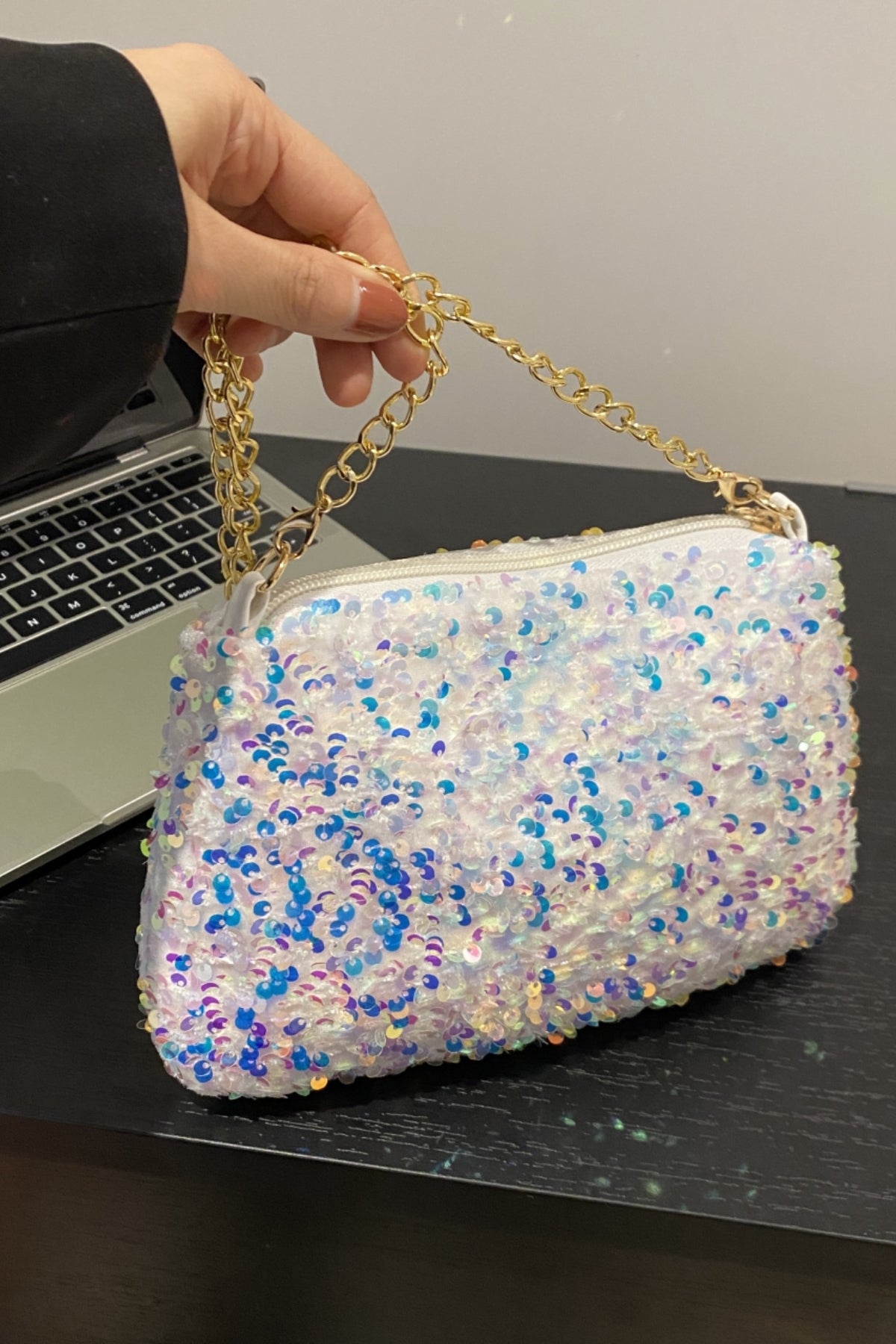 Sequin Removable Strap Shoulder Bag-HANDBAGS-[Adult]-[Female]-2022 Online Blue Zone Planet