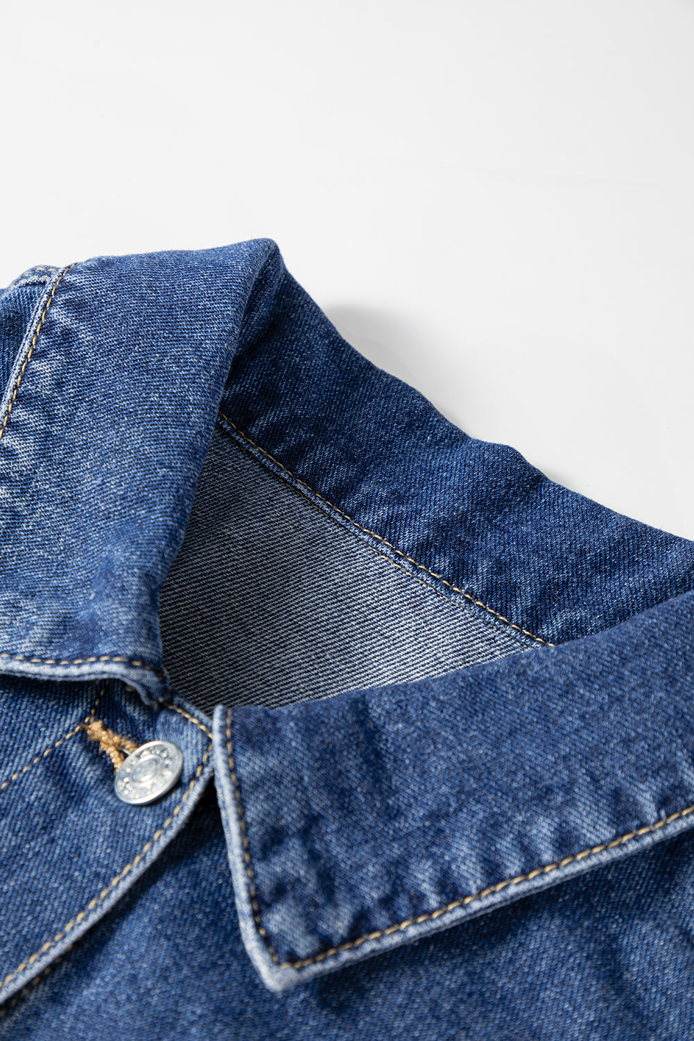 Dusk Blue Color Block Patchwork Flap Detail Distress Denim Jacket-Outerwear/Denim jackets-[Adult]-[Female]-2022 Online Blue Zone Planet