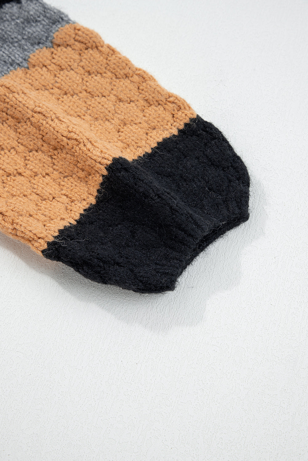 Khaki Color Block High Neck Baggy Sweater-Sweaters & Cardigans/Sweaters-[Adult]-[Female]-2022 Online Blue Zone Planet