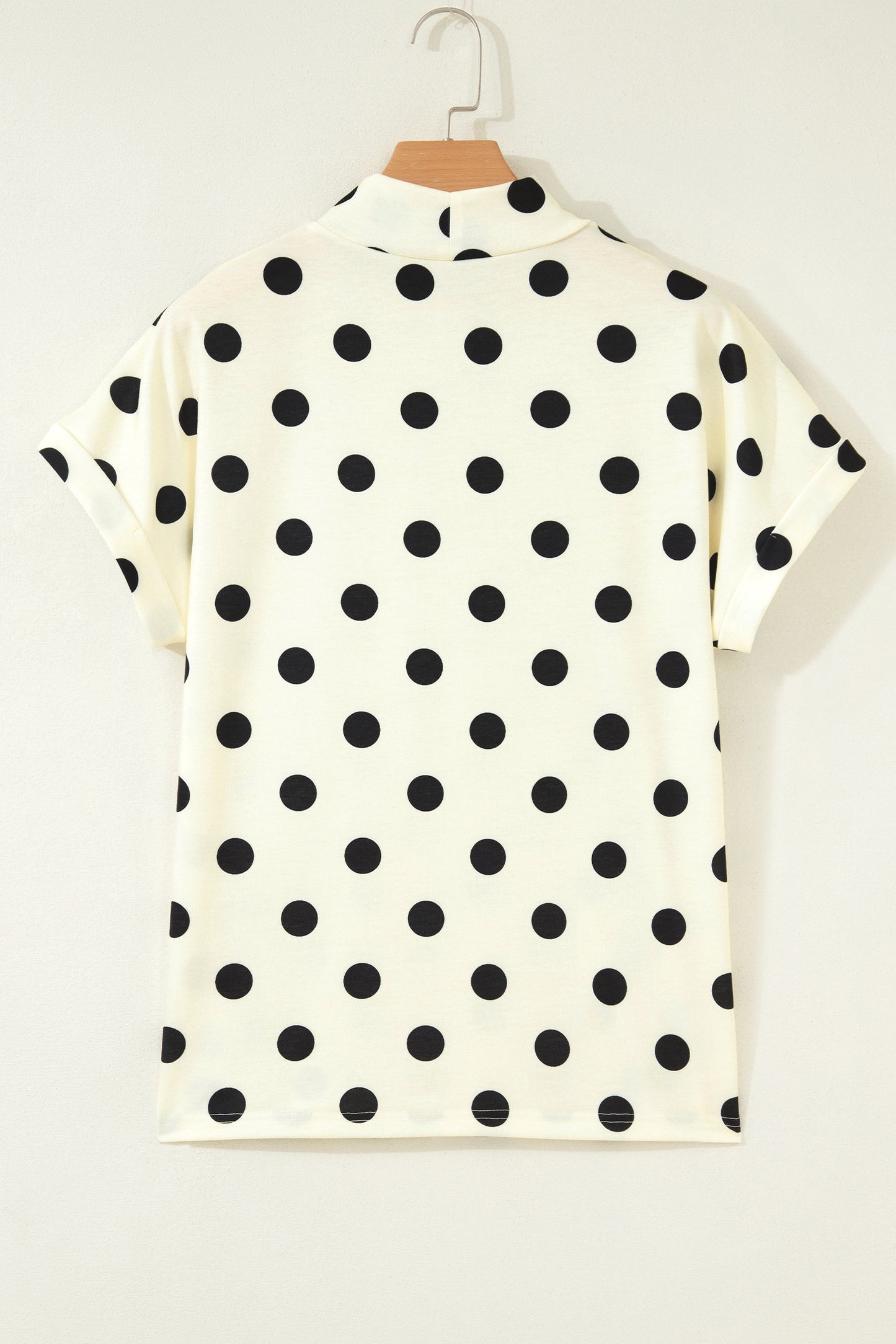 Beige Polka Dot Print High Neck Dolman Top-Tops/Tops & Tees-[Adult]-[Female]-2022 Online Blue Zone Planet