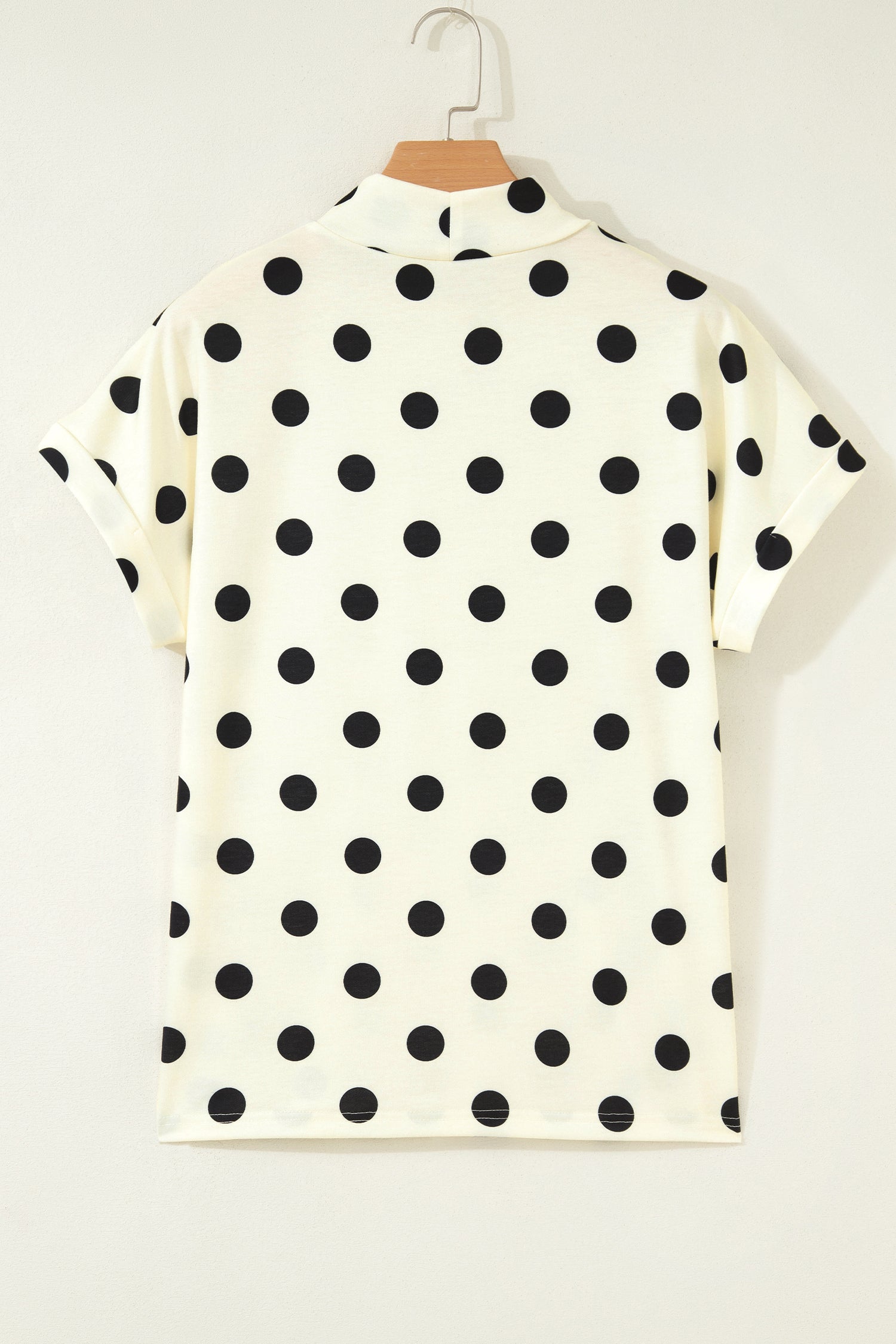 Beige Polka Dot Print High Neck Dolman Top-Tops/Tops & Tees-[Adult]-[Female]-2022 Online Blue Zone Planet