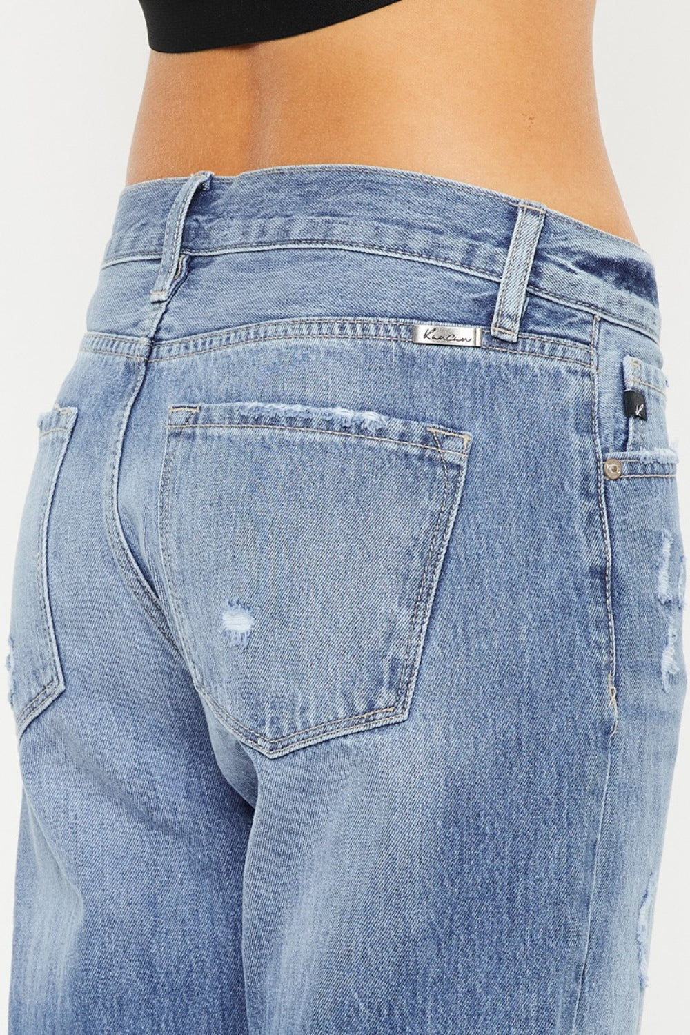 Kancan Mid Rise Distressed Straight Jeans-BOTTOMS SIZES SMALL MEDIUM LARGE-[Adult]-[Female]-2022 Online Blue Zone Planet