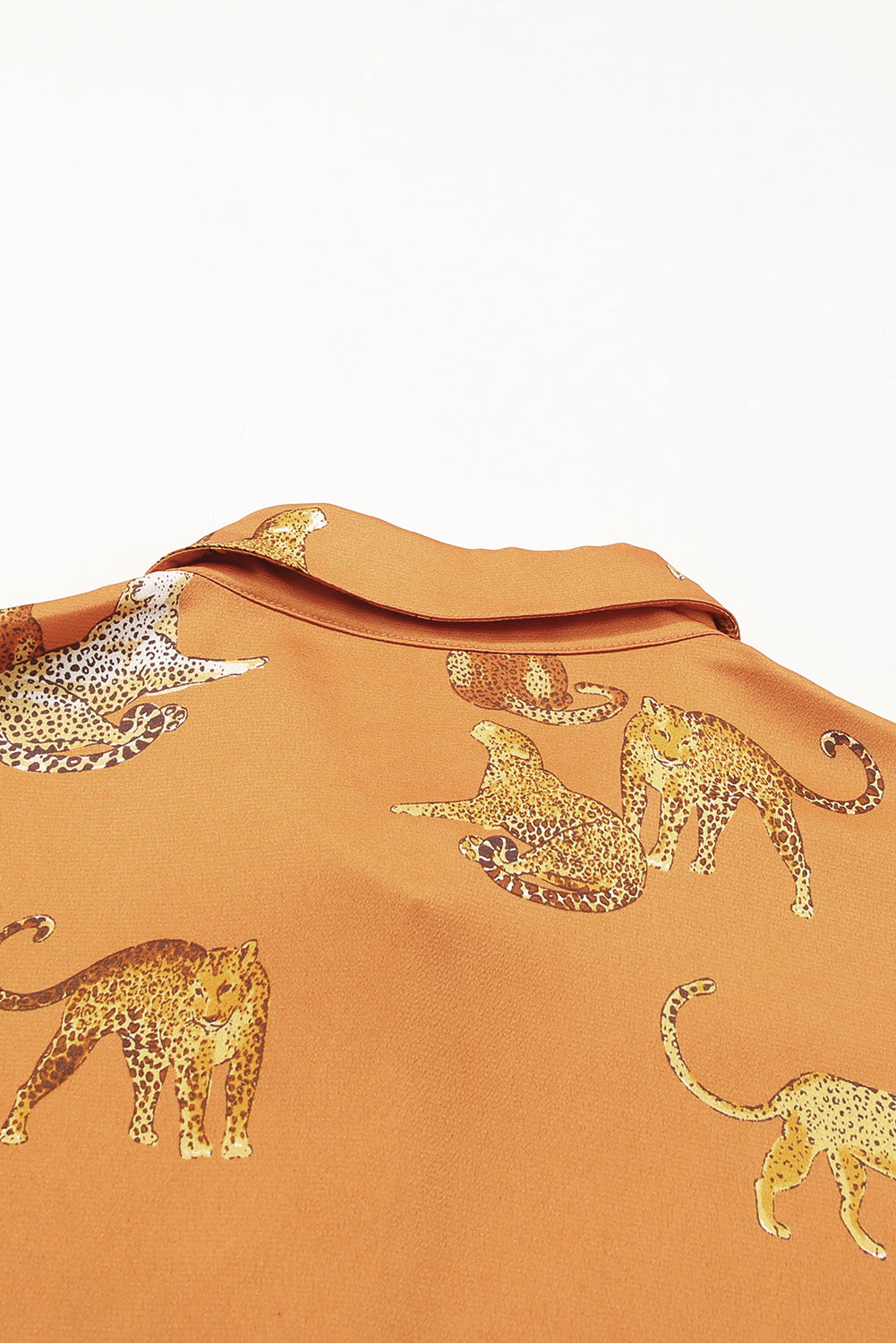 Mustard Cheetah Print Button-Up Split Shirt Dress Blue Zone Planet