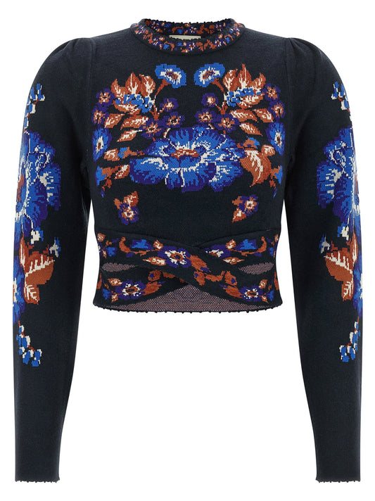 Farm Rio Bow Garden Top-Topwear-[Adult]-[Female]-XXS-Navy-2022 Online Blue Zone Planet