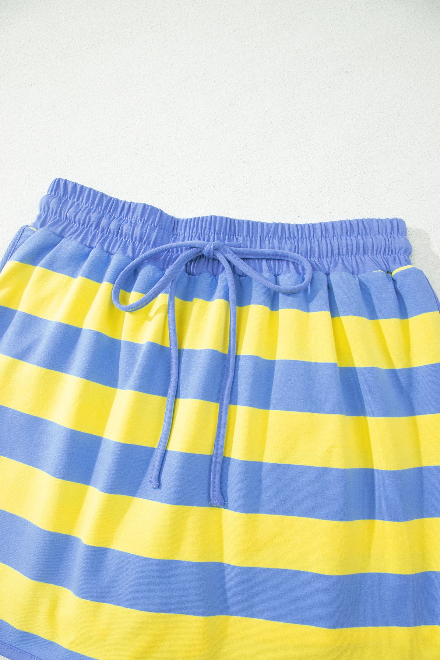 Yellow Stripe Dolman Tee Drawstring Skort Athletic 2pcs Set-Two Piece Sets/Short Sets-[Adult]-[Female]-2022 Online Blue Zone Planet
