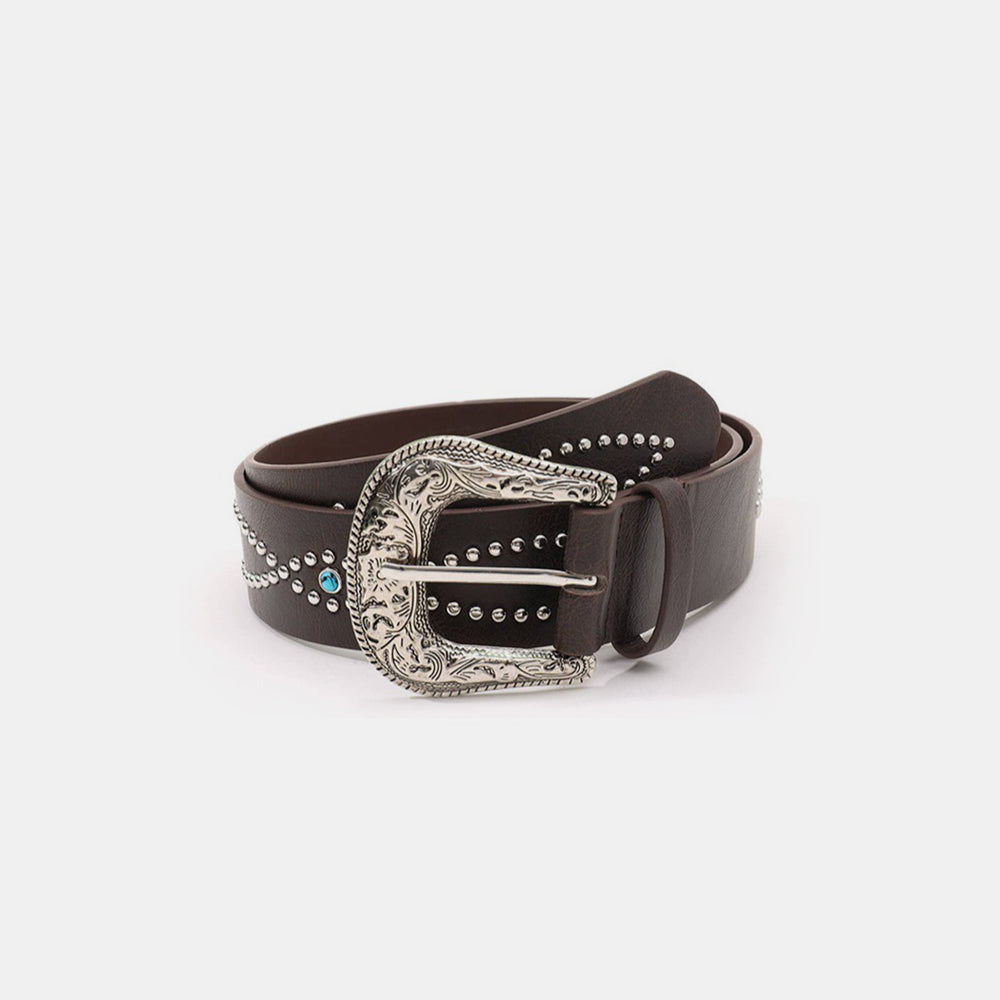 PU Leather Rhinestone Belt-BELTS-[Adult]-[Female]-2022 Online Blue Zone Planet