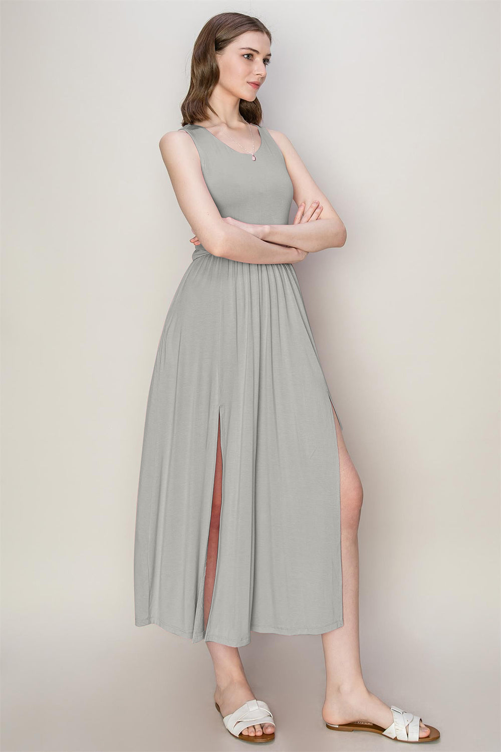 HYFVE Sleeveless Slit Midi Dress-[Adult]-[Female]-2022 Online Blue Zone Planet