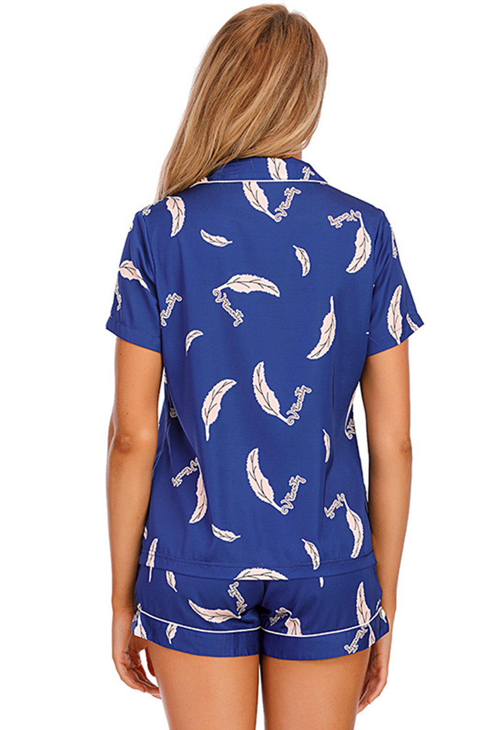 Printed Button Up Short Sleeve Top and Shorts Lounge Set-TOPS / DRESSES-[Adult]-[Female]-2022 Online Blue Zone Planet