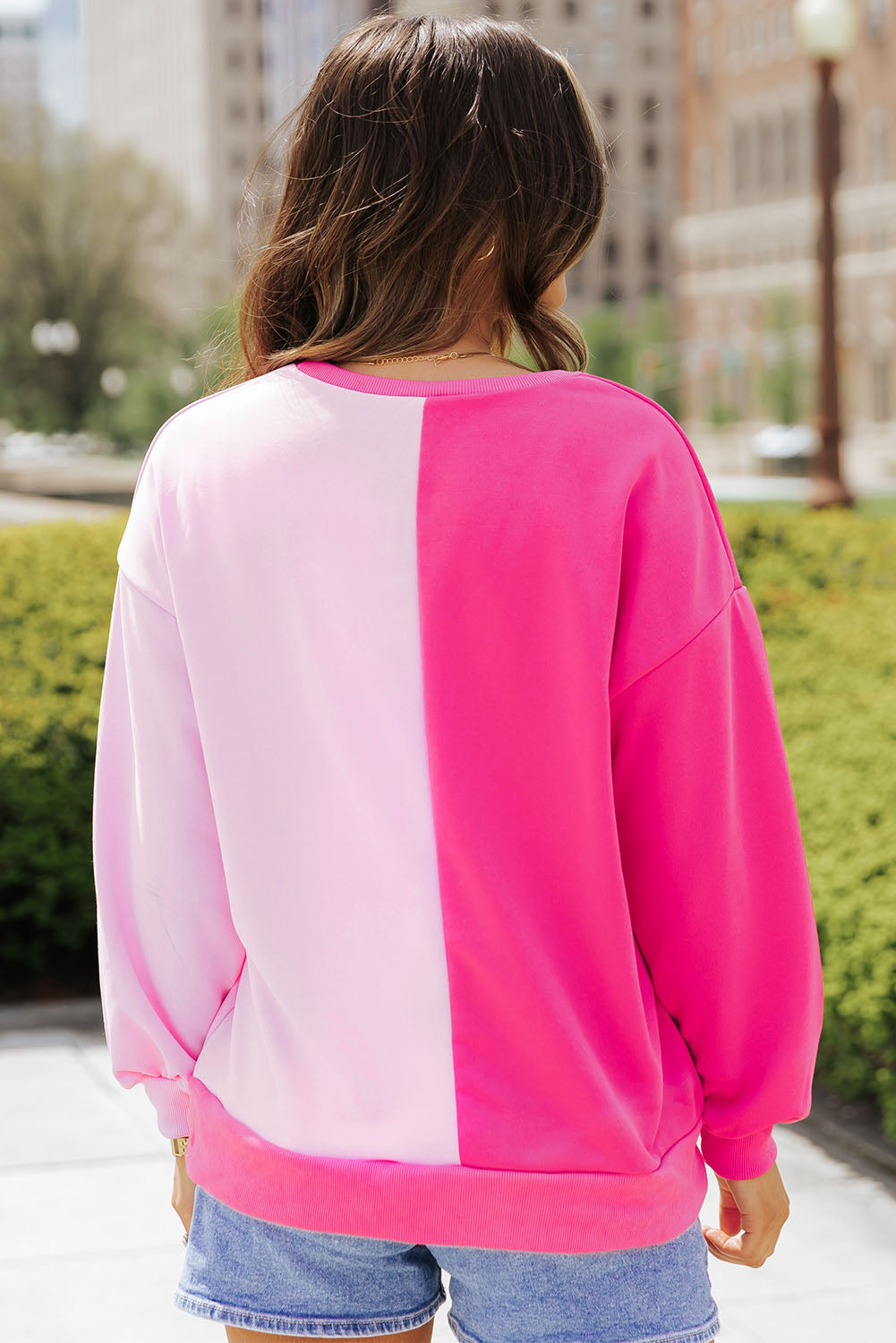 Pink Color Block Sequined Cowgirl Boots Graphic Sweatshirt-Tops/Sweatshirts & Hoodies-[Adult]-[Female]-2022 Online Blue Zone Planet