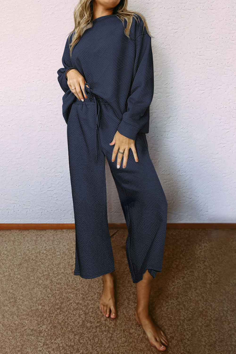 Myosotis Ultra Loose Textured 2pcs Slouchy Outfit