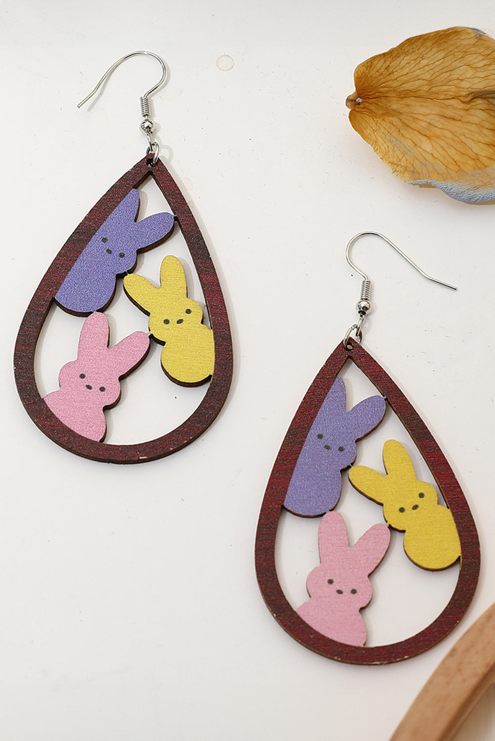 Brown Waterdrop Shape Easter Bunny Hook Earrings-Accessories/Jewelry-[Adult]-[Female]-Brown-ONE SIZE-2022 Online Blue Zone Planet
