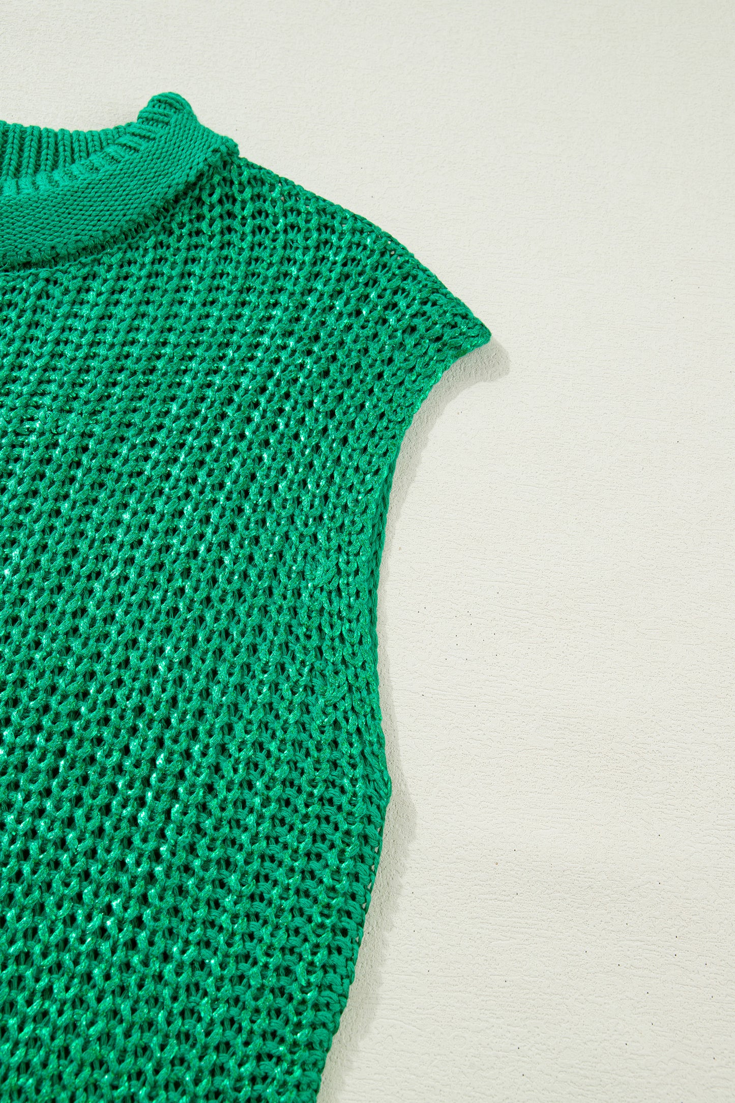 Bright Green Solid Color Knit High Neck Short Sleeve Sweater-TOPS / DRESSES-[Adult]-[Female]-2022 Online Blue Zone Planet