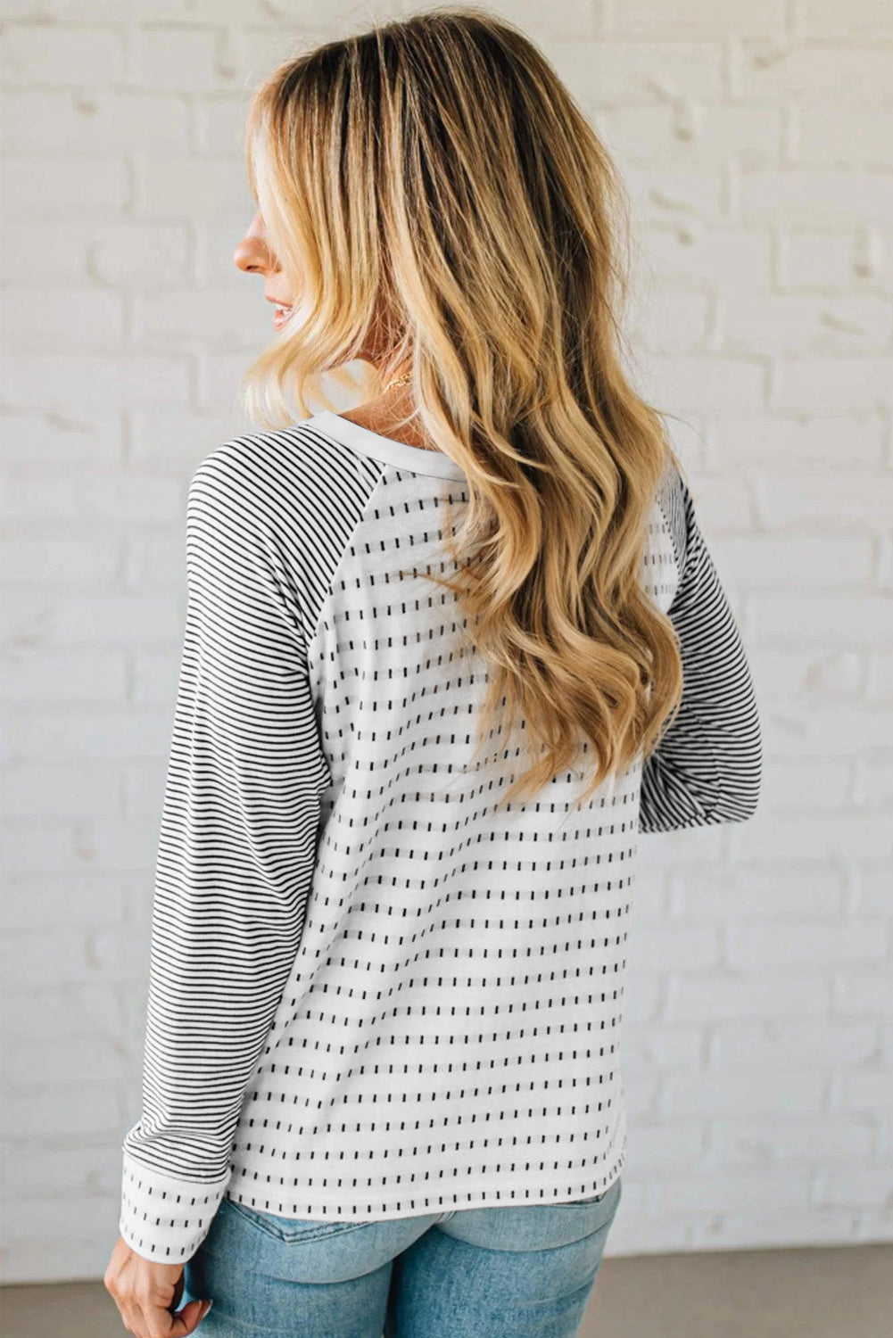 Black Stripe Raglan Patchwork Long Sleeve Tee-Tops/Long Sleeve Tops-[Adult]-[Female]-2022 Online Blue Zone Planet