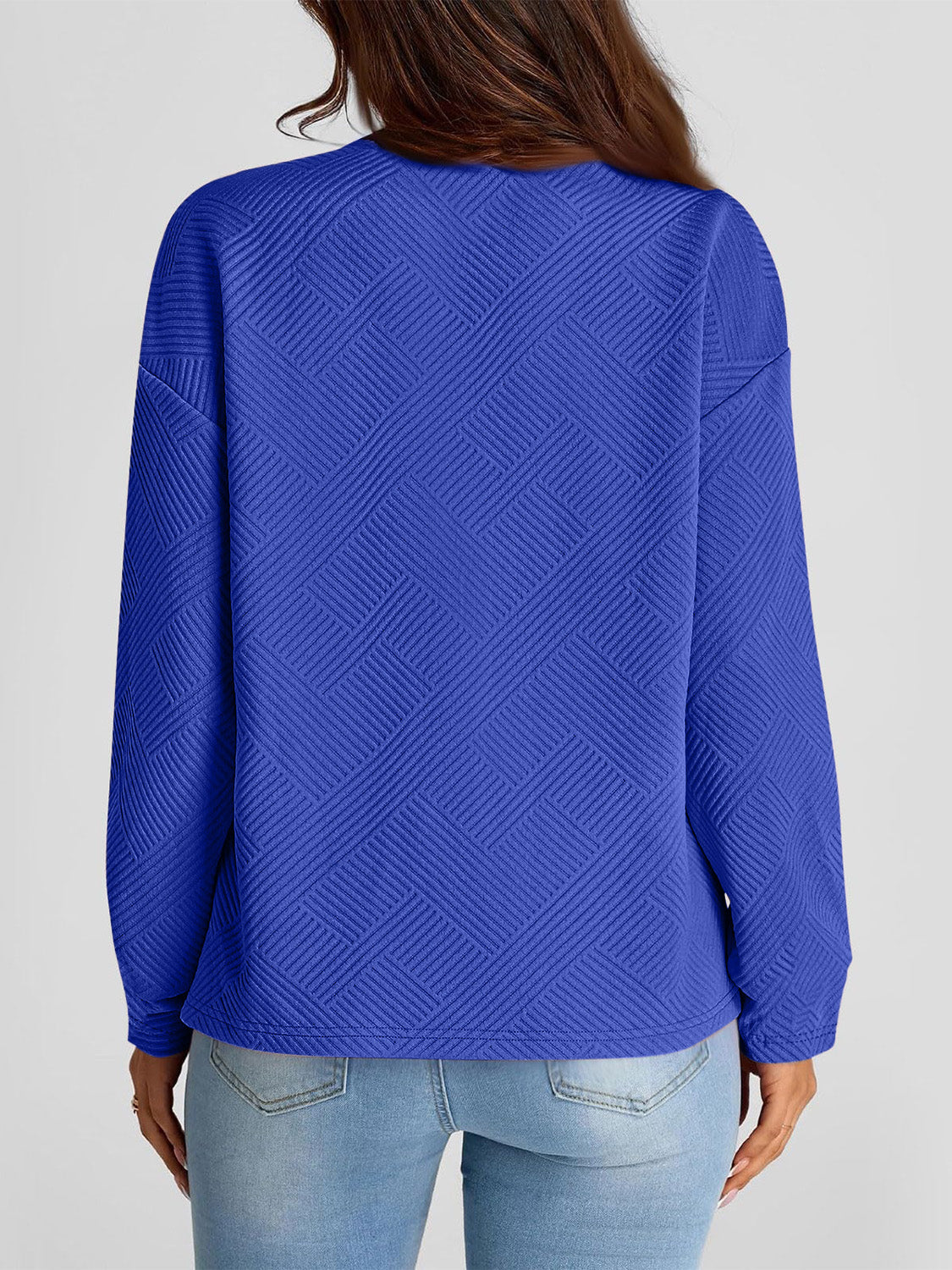 Full Size Texture Round Neck Long Sleeve Sweatshirt-TOPS / DRESSES-[Adult]-[Female]-2022 Online Blue Zone Planet