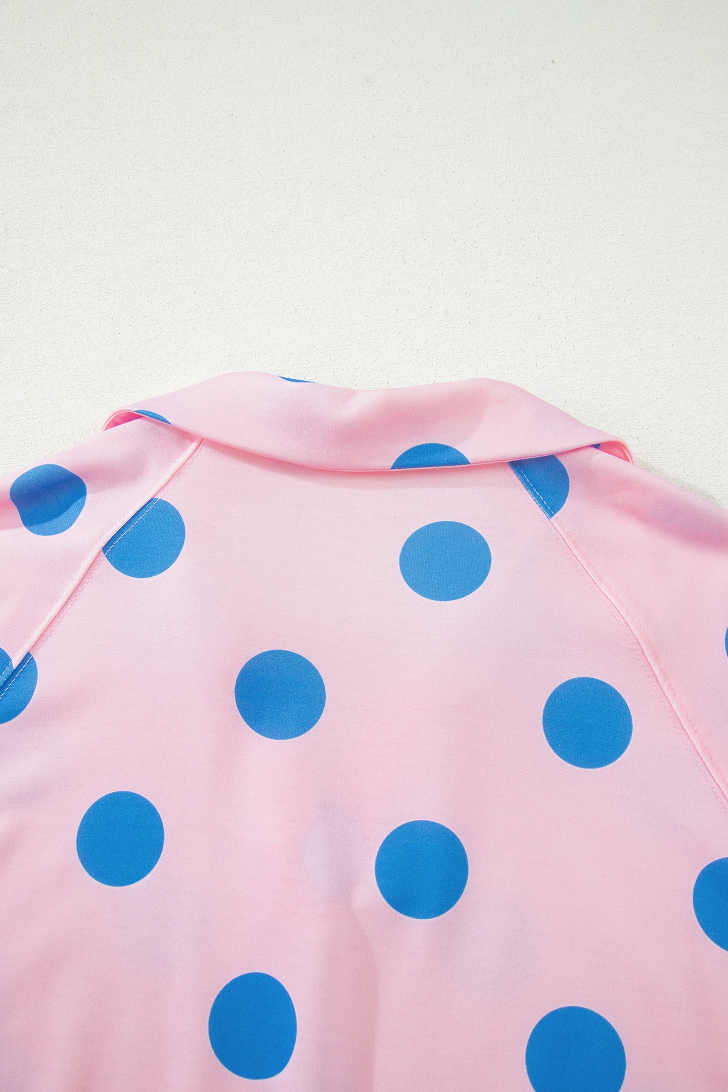 Beige Polka Dot Print V Neck Tee Short Set-Two Piece Sets/Short Sets-[Adult]-[Female]-2022 Online Blue Zone Planet