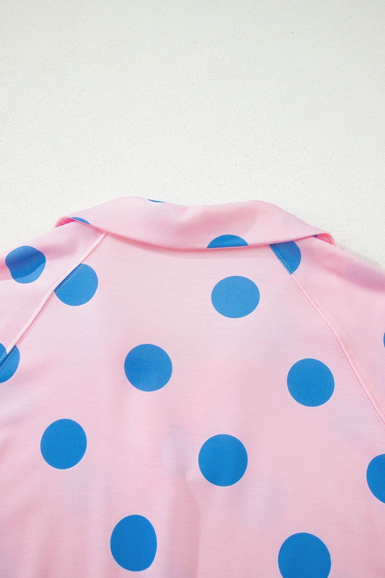 Beige Polka Dot Print V Neck Tee Short Set-Two Piece Sets/Short Sets-[Adult]-[Female]-2022 Online Blue Zone Planet
