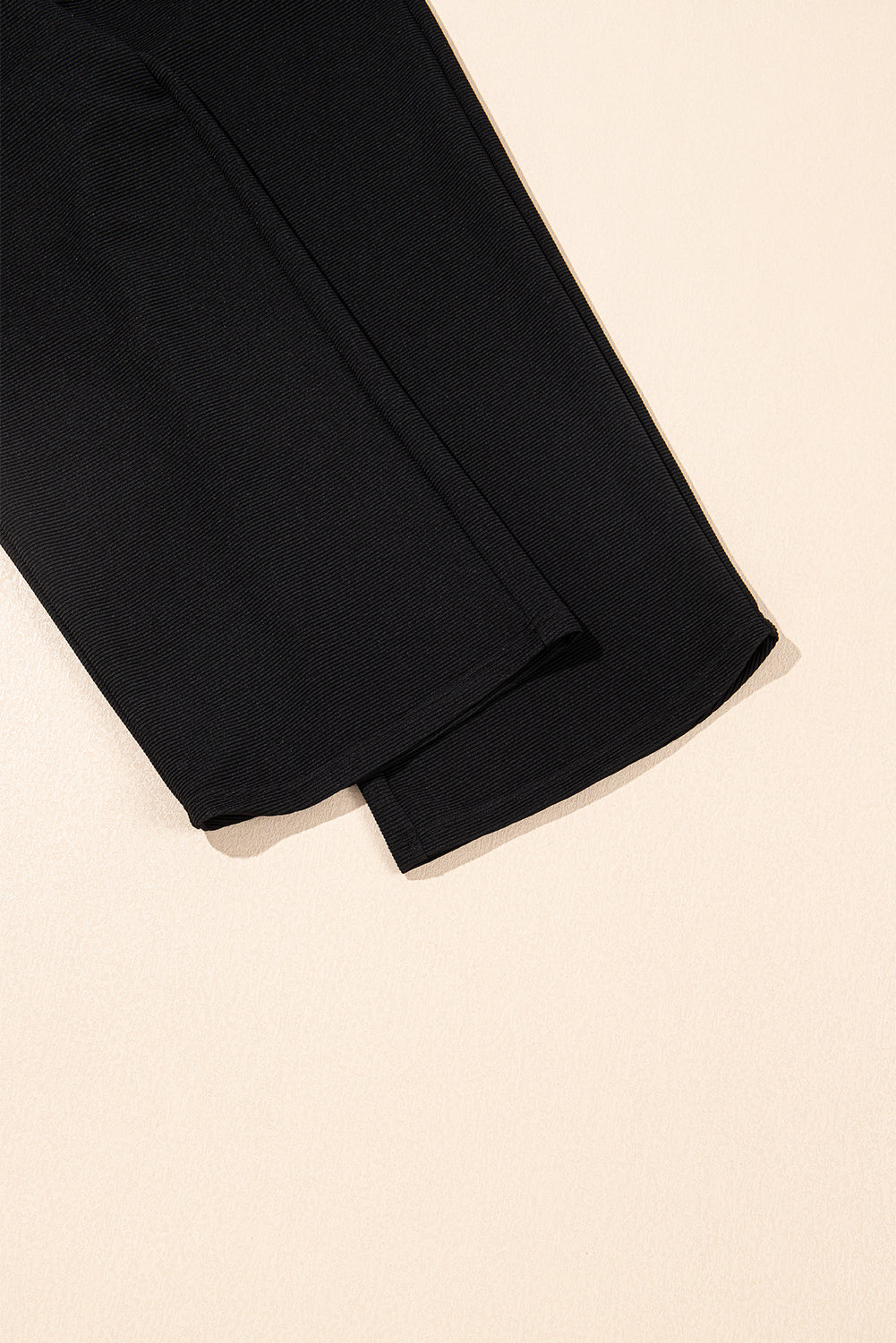 Black Textured Ruffled Sleeve Zipped Top and Wide Leg Pants Set-Two Piece Sets/Pant Sets-[Adult]-[Female]-2022 Online Blue Zone Planet