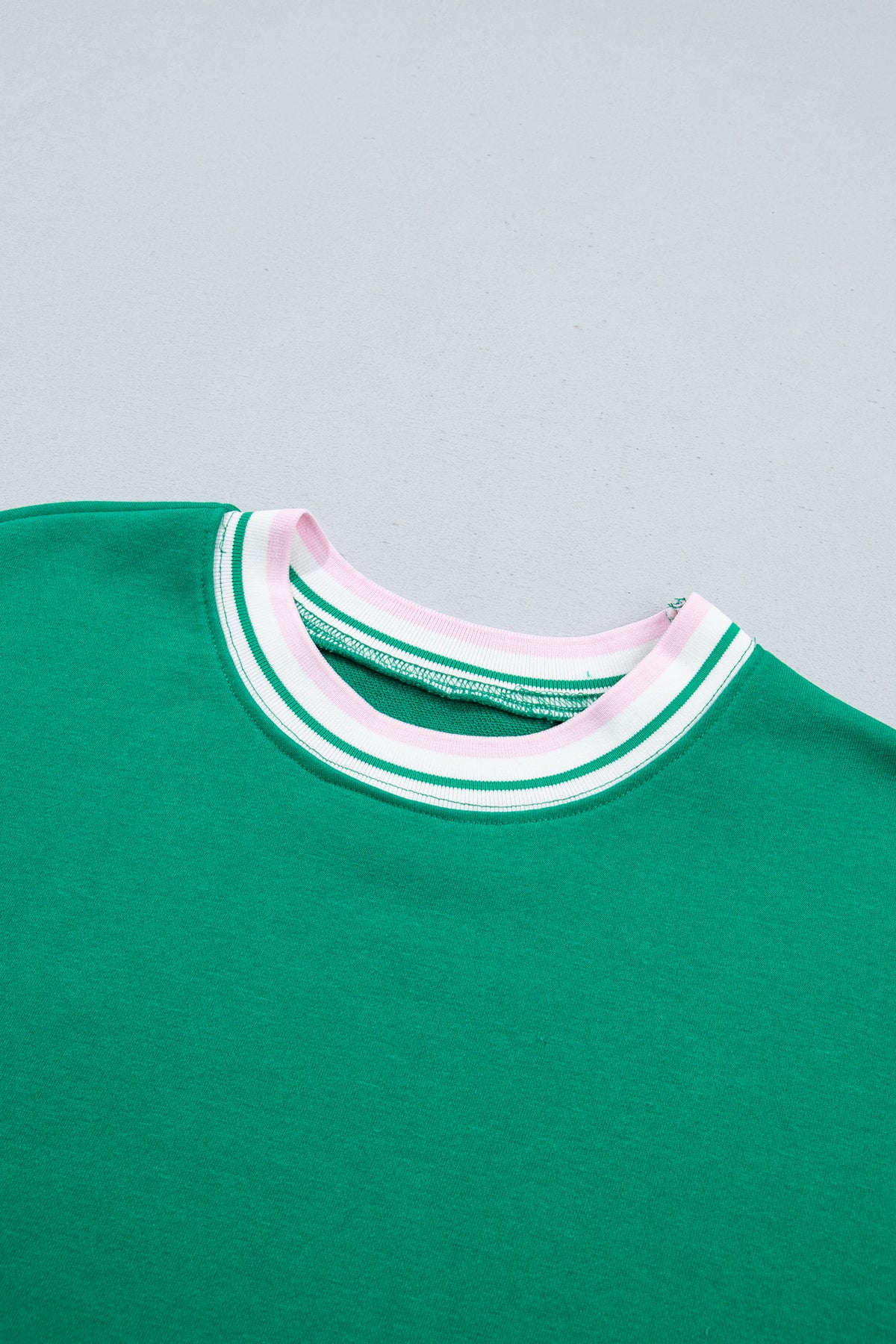Bright Green Contrast Striped Trim Baggy Pullover Sweatshirt-Tops/Sweatshirts & Hoodies-[Adult]-[Female]-2022 Online Blue Zone Planet