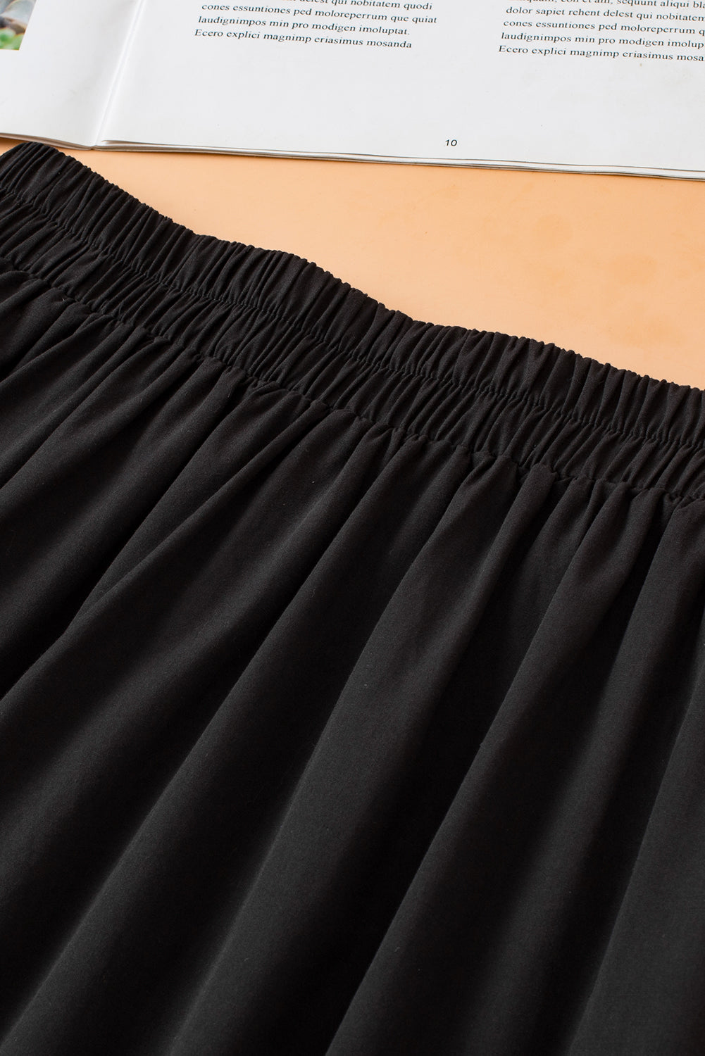 Black Ricrac Trim Colorblock High Waist Long Skirt-Bottoms/Skirts & Petticoat-[Adult]-[Female]-2022 Online Blue Zone Planet