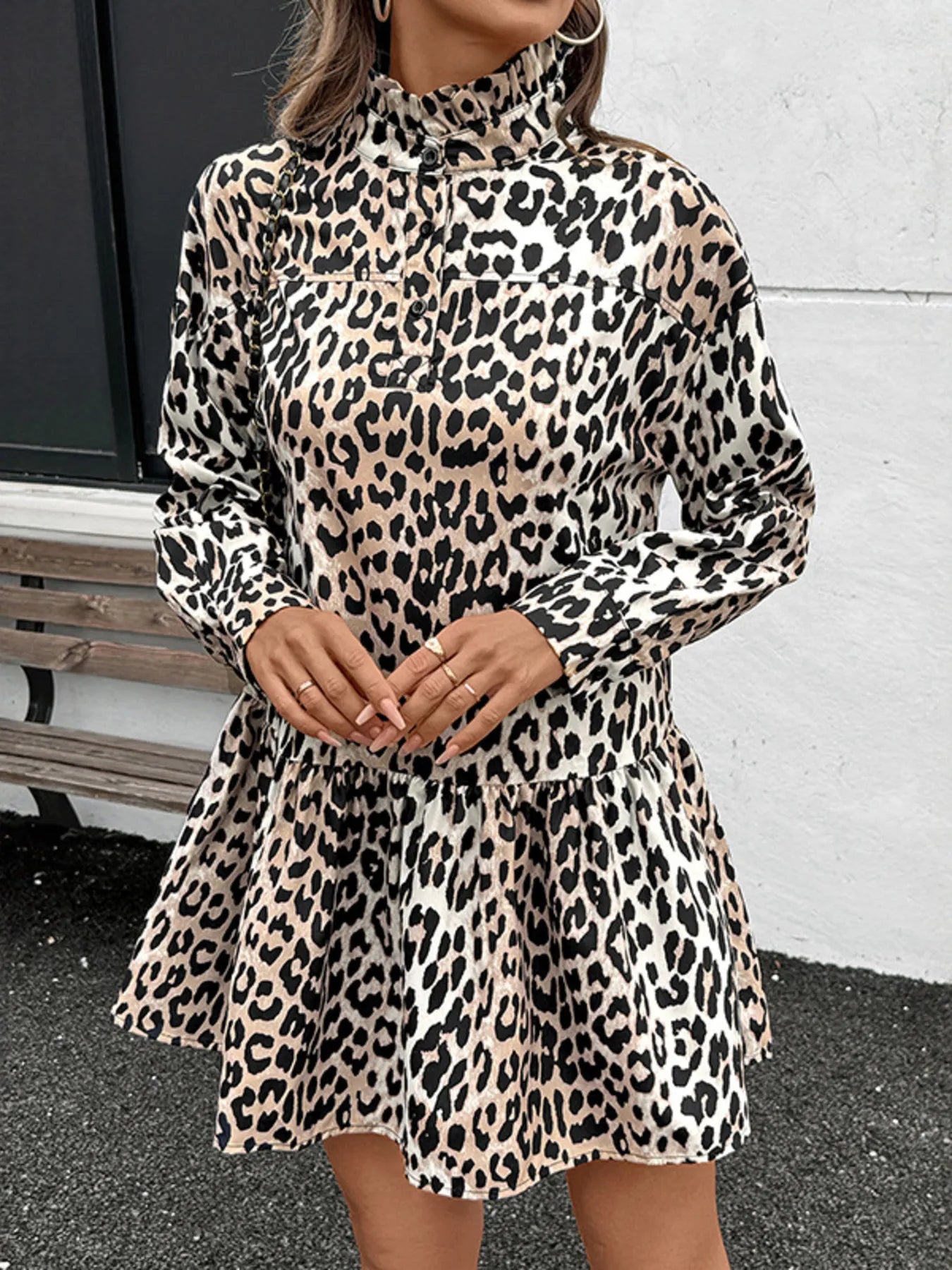 long sleeve mock neck mini dress Leopard Print Khaki / XL 15% Spandex Fully lined Size:31/32 Bardot NEVELLE HOURGLASS HALTER SU26 D2