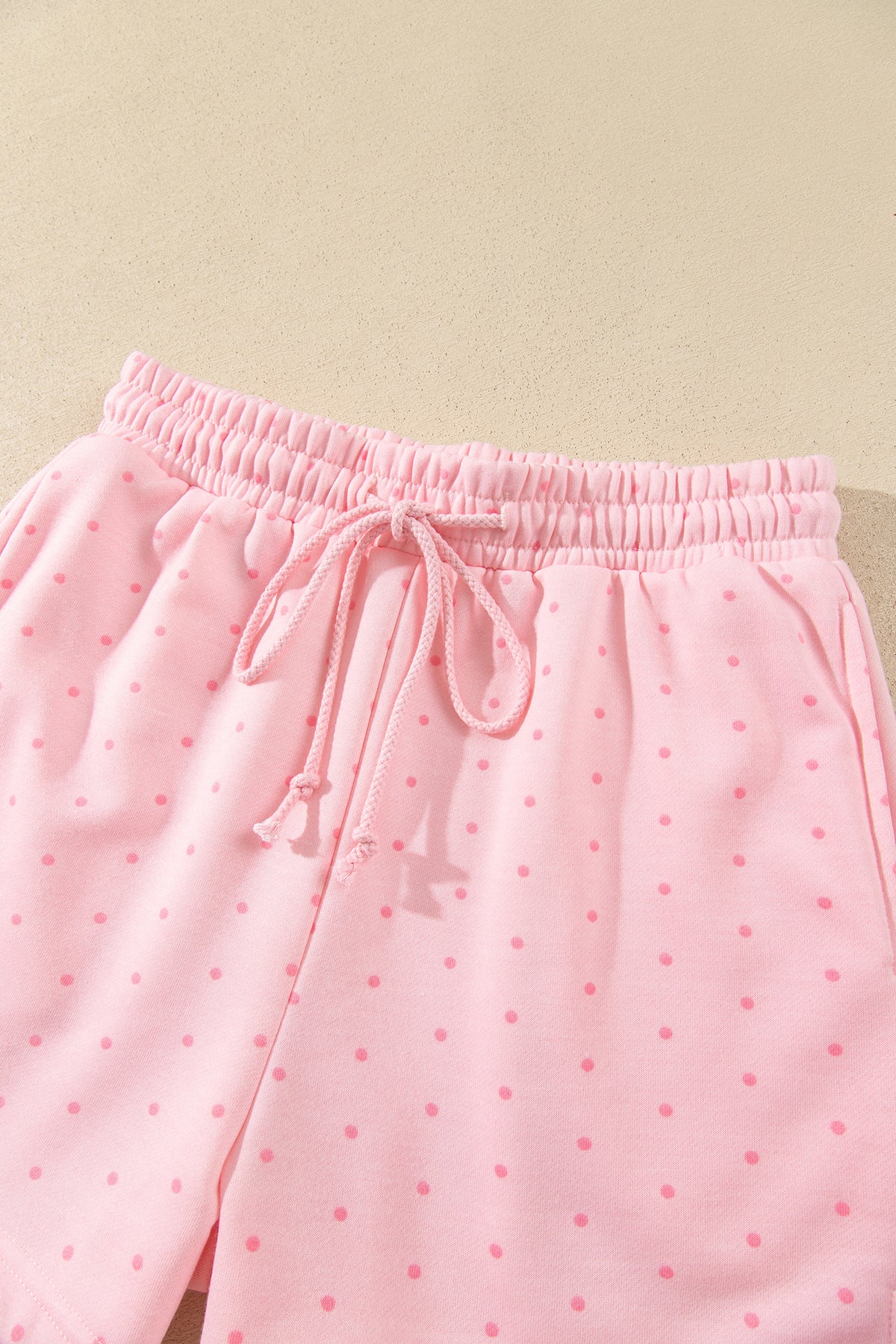 Pink Polka Dot Printed Oversized Hoodie Casual Shorts 2pcs Set-Tops / Dresses-[Adult]-[Female]-2022 Online Blue Zone Planet
