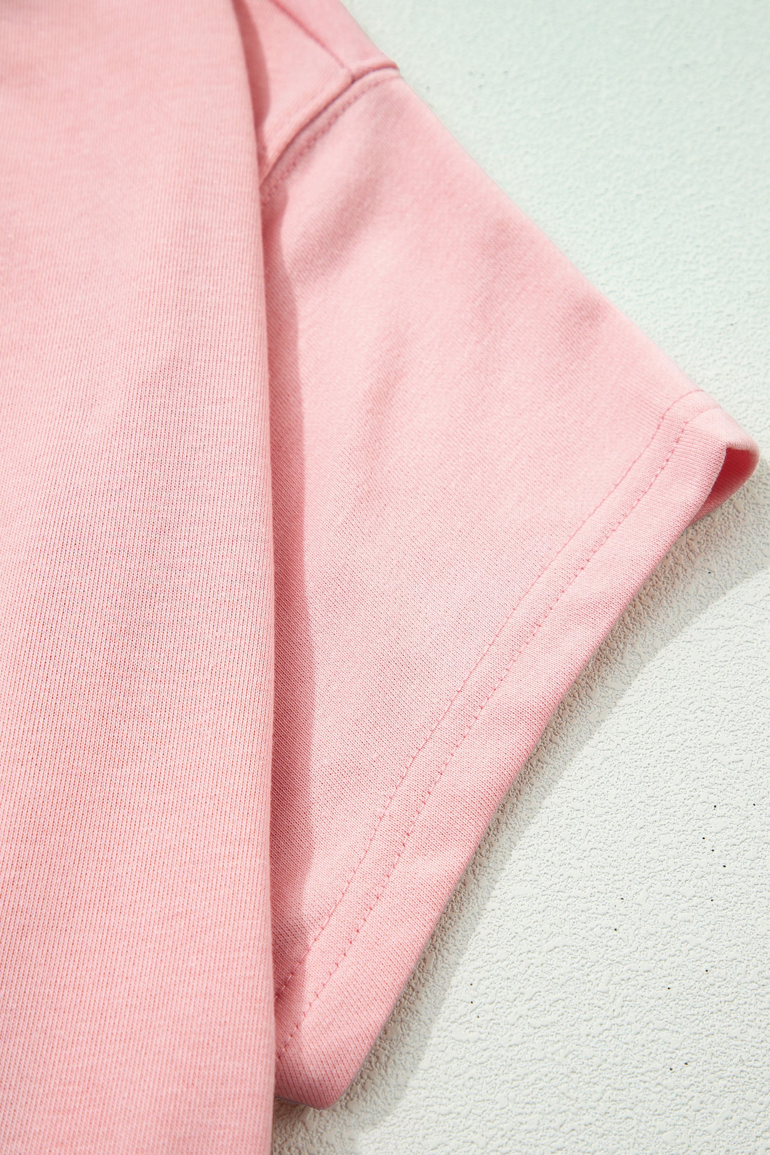 Light Pink Solid Color Loose Tee Drawstring Wide Leg Pants 2pcs Outfit-Two Piece Sets/Pant Sets-[Adult]-[Female]-2022 Online Blue Zone Planet