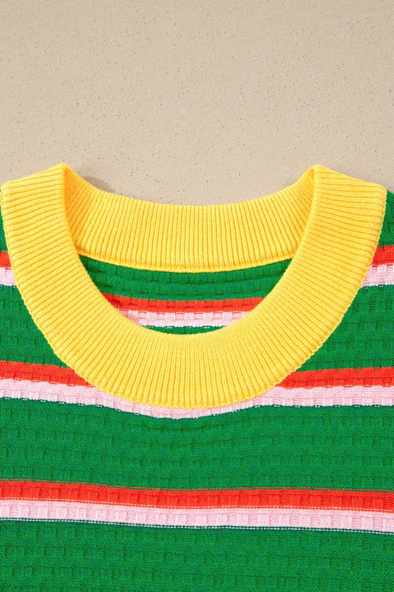 Green Stripe Colorblock Trim Half Sleeve Sweater Top-TOPS / DRESSES-[Adult]-[Female]-2022 Online Blue Zone Planet