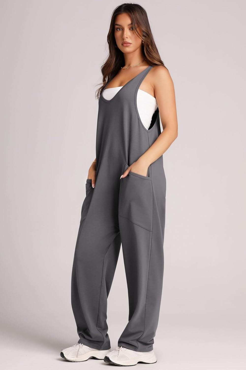 Blue Zone Planet | Wide Strap Jumpsuit with Pockets-TOPS / DRESSES-[Adult]-[Female]-2022 Online Blue Zone Planet