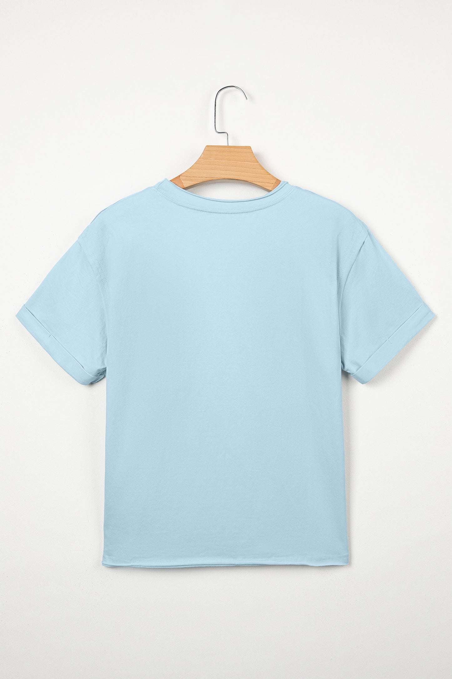 Myosotis Solid Color Round Neck Casual T Shirt-Tops/Tops & Tees-[Adult]-[Female]-2022 Online Blue Zone Planet