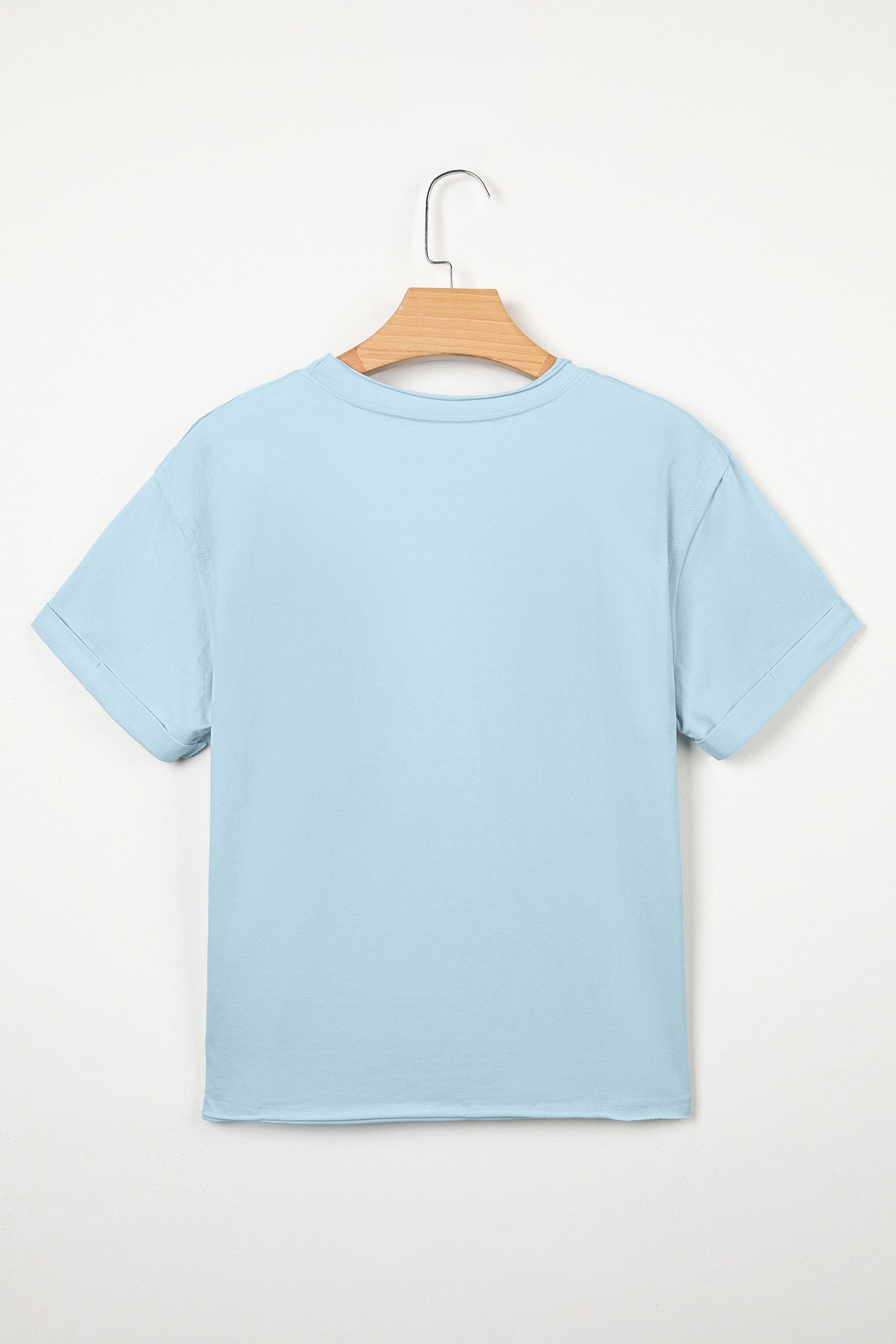 Myosotis Solid Color Round Neck Casual T Shirt-Tops/Tops & Tees-[Adult]-[Female]-2022 Online Blue Zone Planet