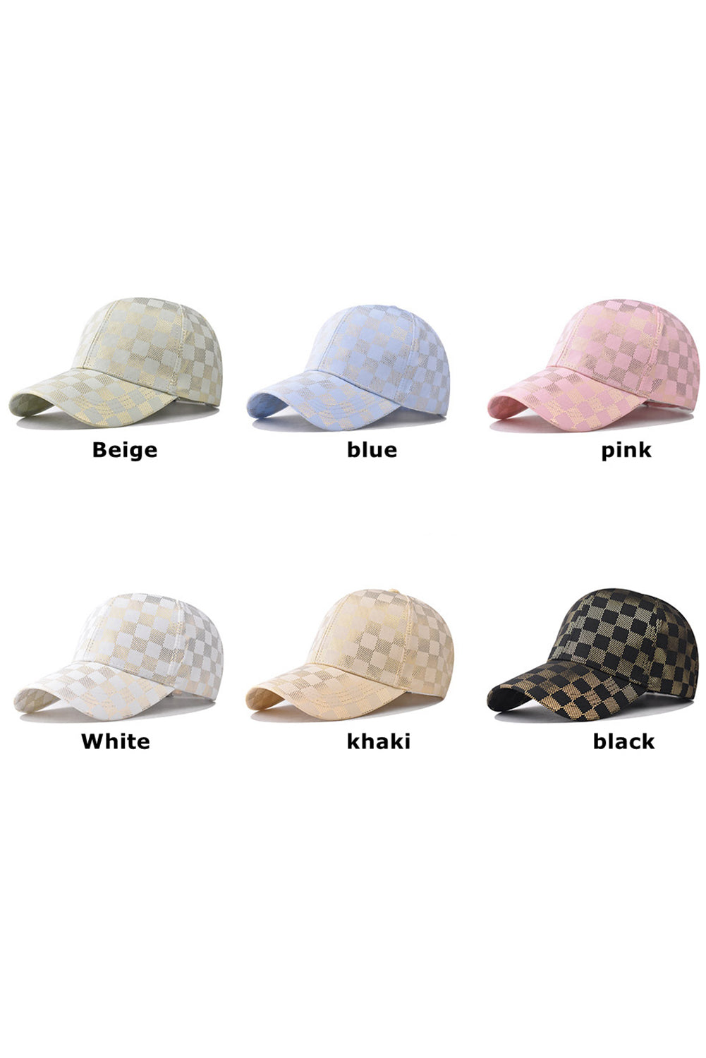 Light Pink Checkered Baseball Cap-Hats-[Adult]-[Female]-Light Pink-ONE SIZE-2022 Online Blue Zone Planet